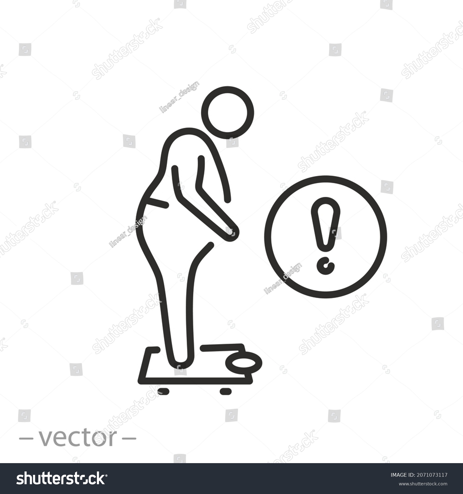 SVG of overweight icon, obese problem, big weight, fat body man, unhealthy figure, thin line symbol - editable stroke vector illustration svg
