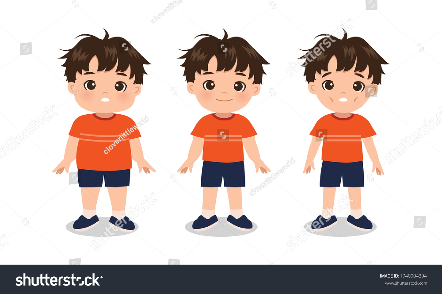 Overweight Normal Underweight Boy Before After Stock Vector (Royalty ...