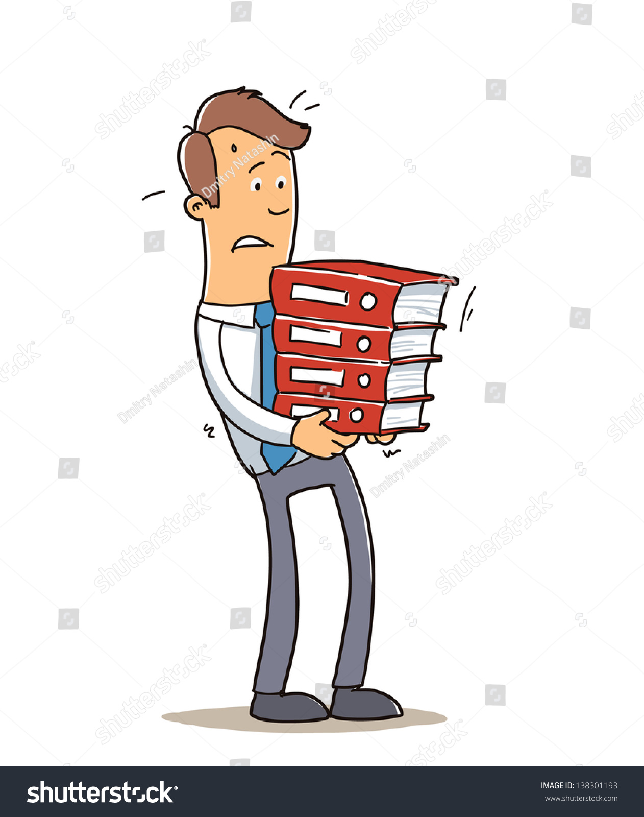 Overworked Office Manager. Worker With Heap Of Paperwork. Cartoon ...