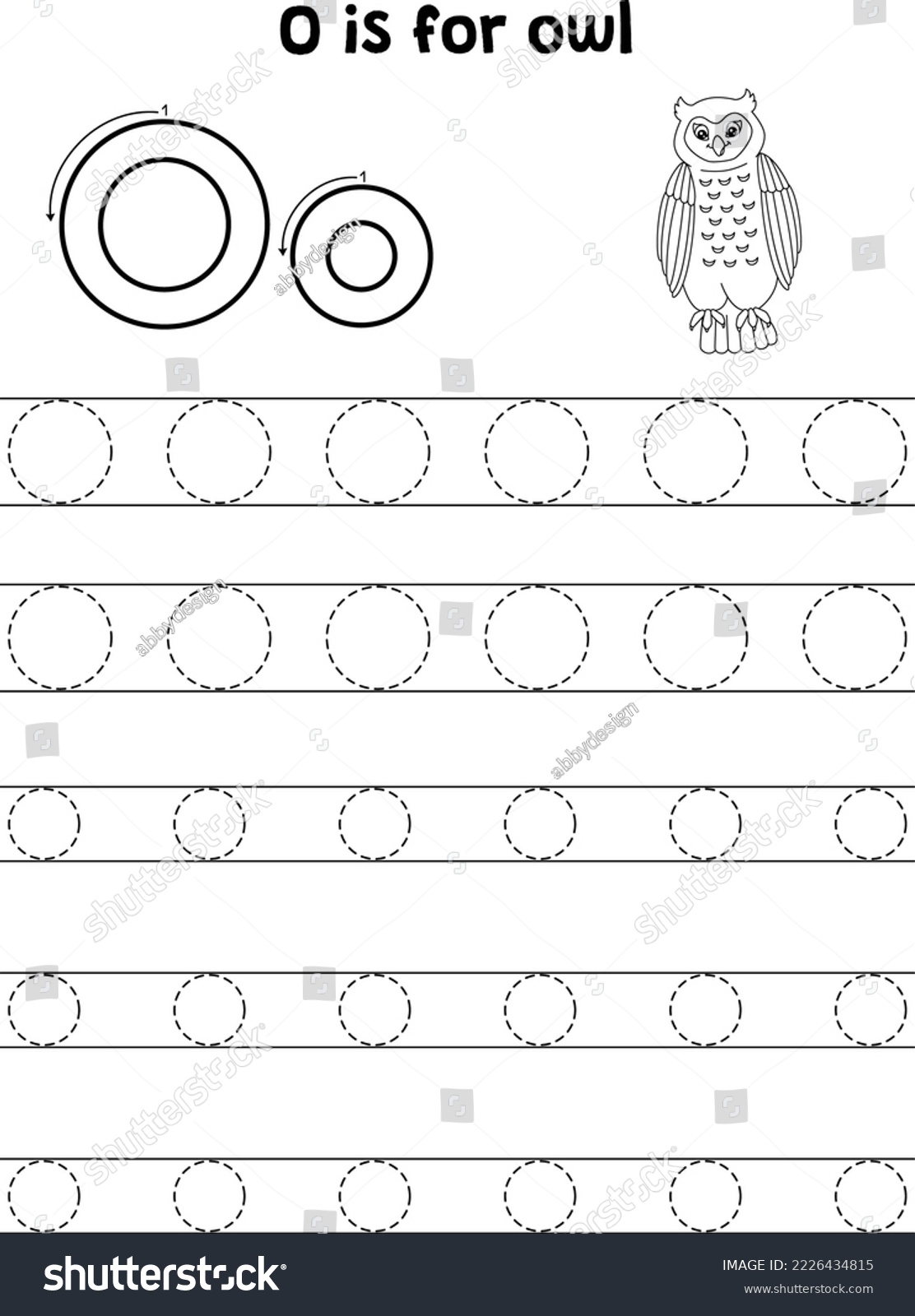 SVG of Owl Animal Tracing Letter ABC Coloring Page O svg