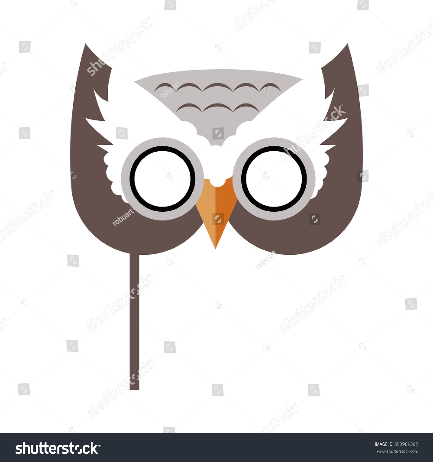 SVG of Owl bird carnival mask vector illustration in flat. Binocular vision, binaural hearing bird. Childish masquerade mask isolated on white. New Year masque for festivals, holiday dress code for kids svg