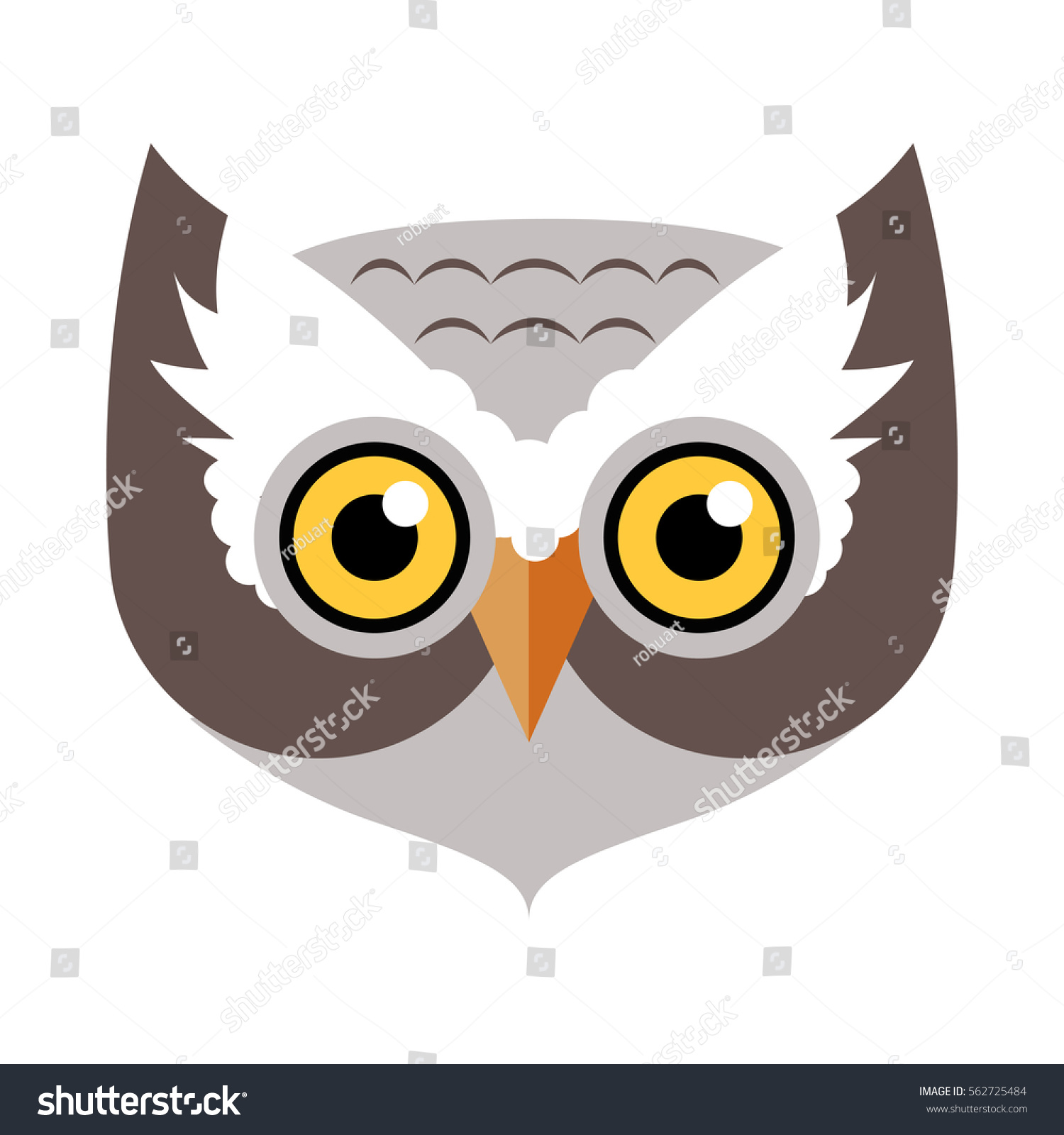 SVG of Owl bird carnival mask vector illustration in flat. Binocular vision, binaural hearing bird. Childish masquerade mask isolated on white. New Year masque for festivals, holiday dress code for kids svg