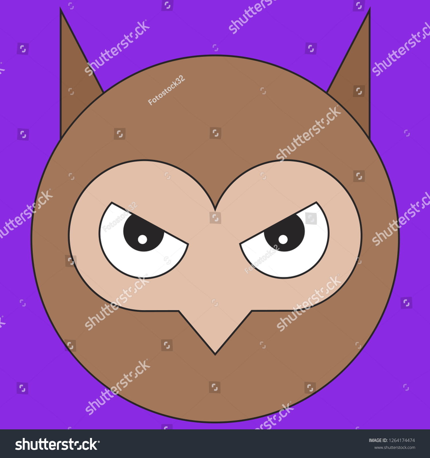 SVG of Owl head in cartoon flat style. Vector illustration on color background svg