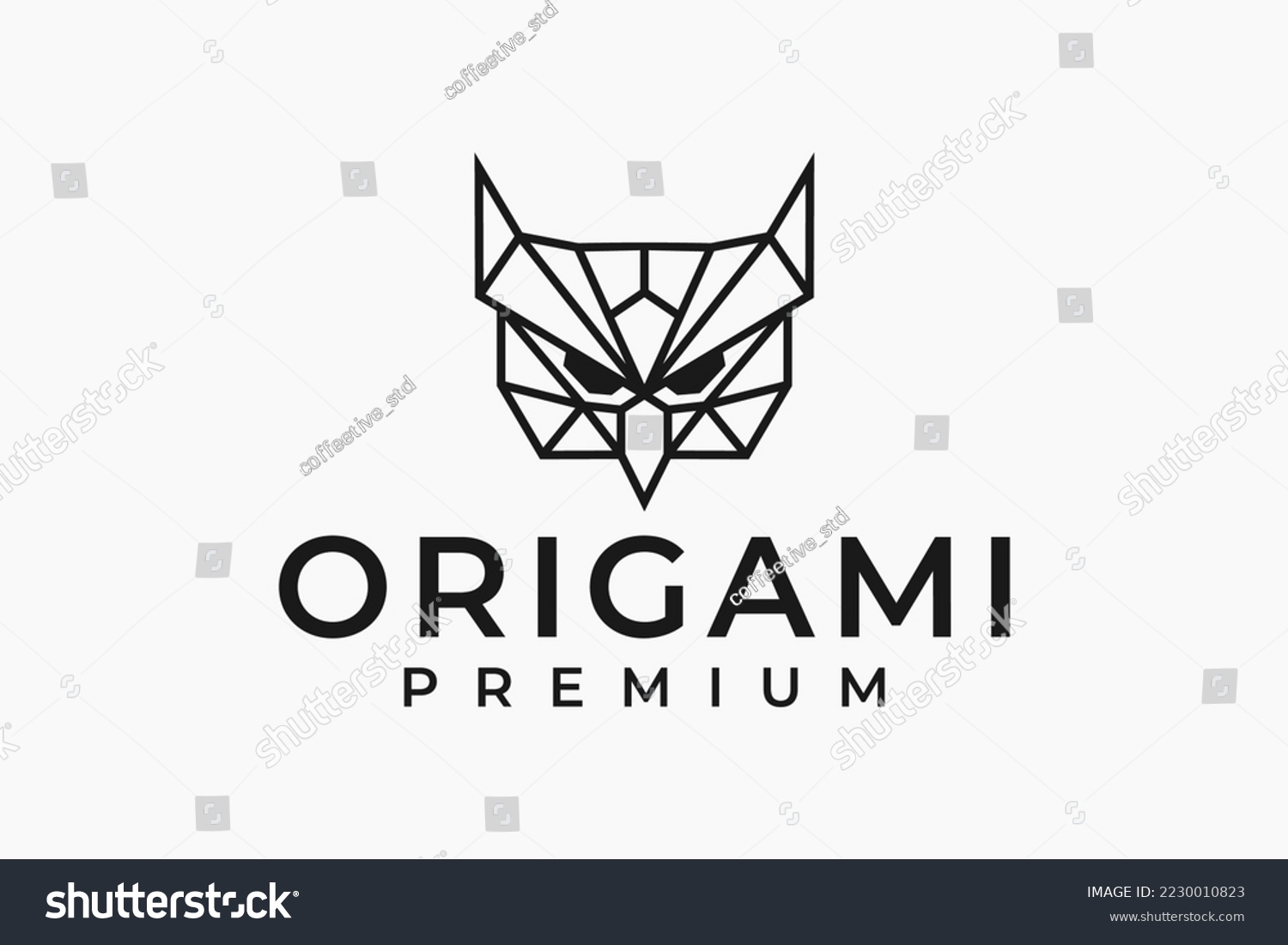 SVG of Owl head origami logo premium svg