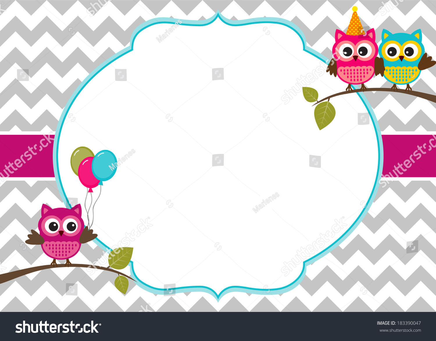 Owl Party Invitation Card Template White Stock Vector - Owl Party Invitation Card Template With White Frame For Your Text owl party invitation card template white stock vector - owl party invitation card template with white frame for your text