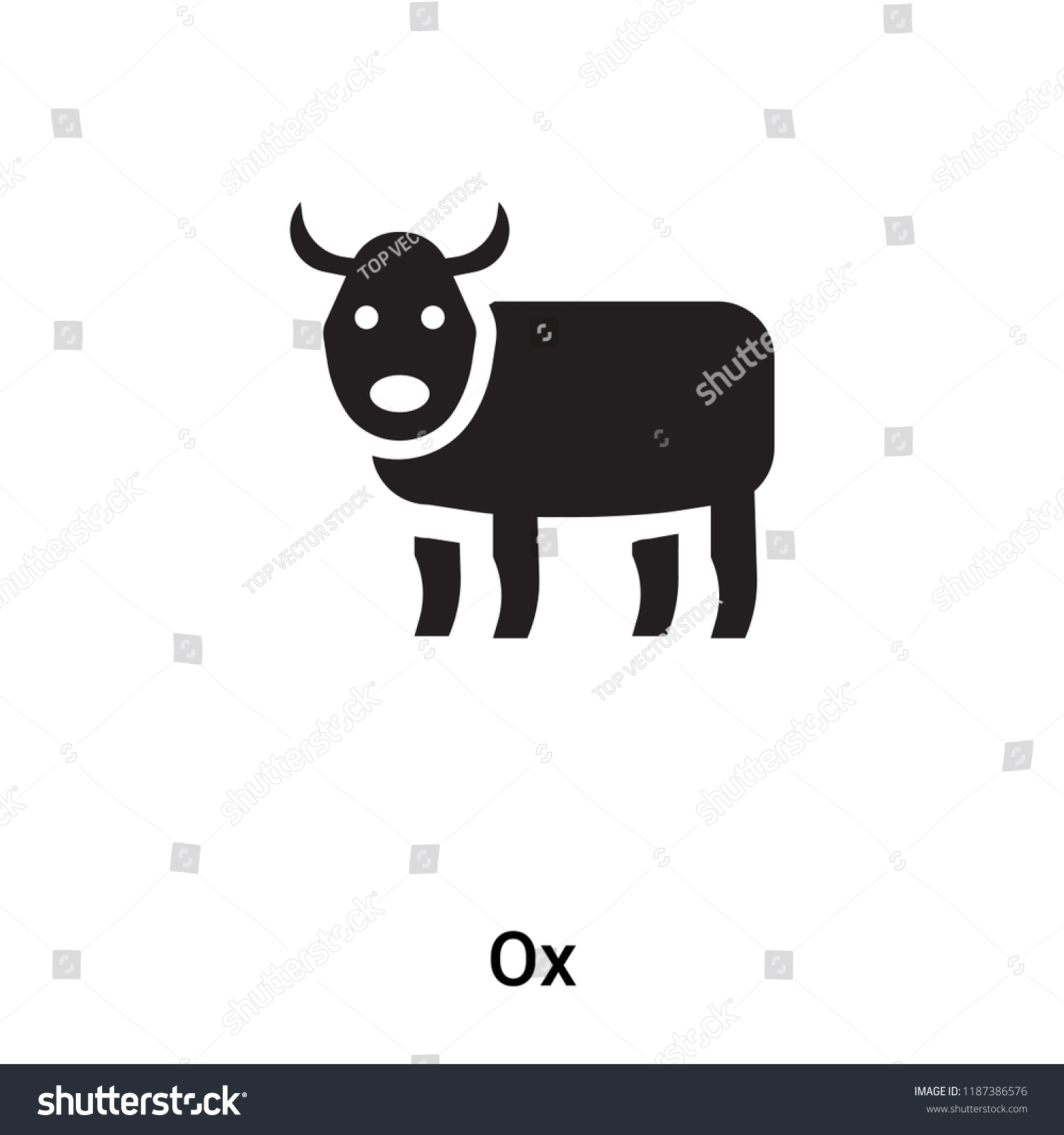 SVG of Ox icon vector isolated on white background, logo concept of Ox sign on transparent background, filled black symbol svg