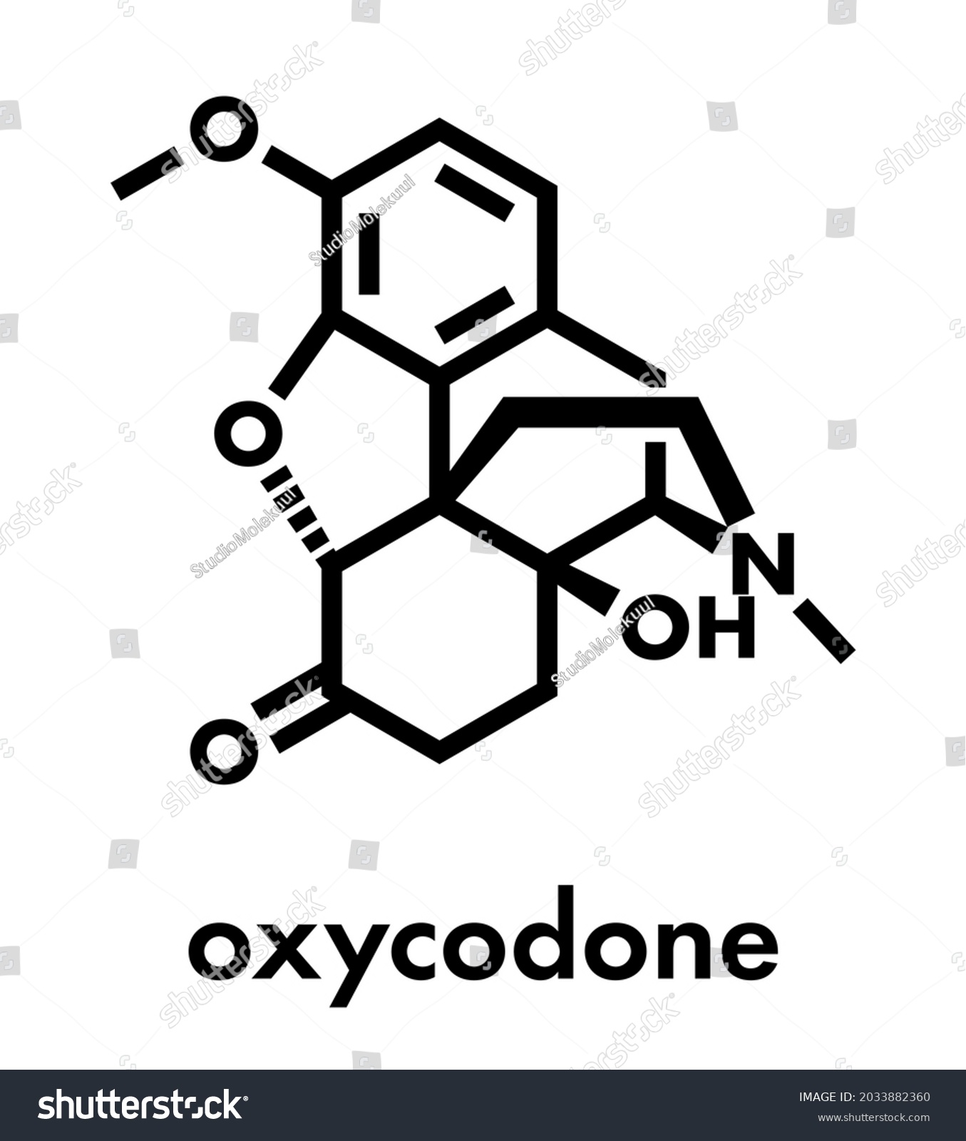 Oxycodone Pain Relief Drug Molecule Skeletal Stock Vector Royalty Free