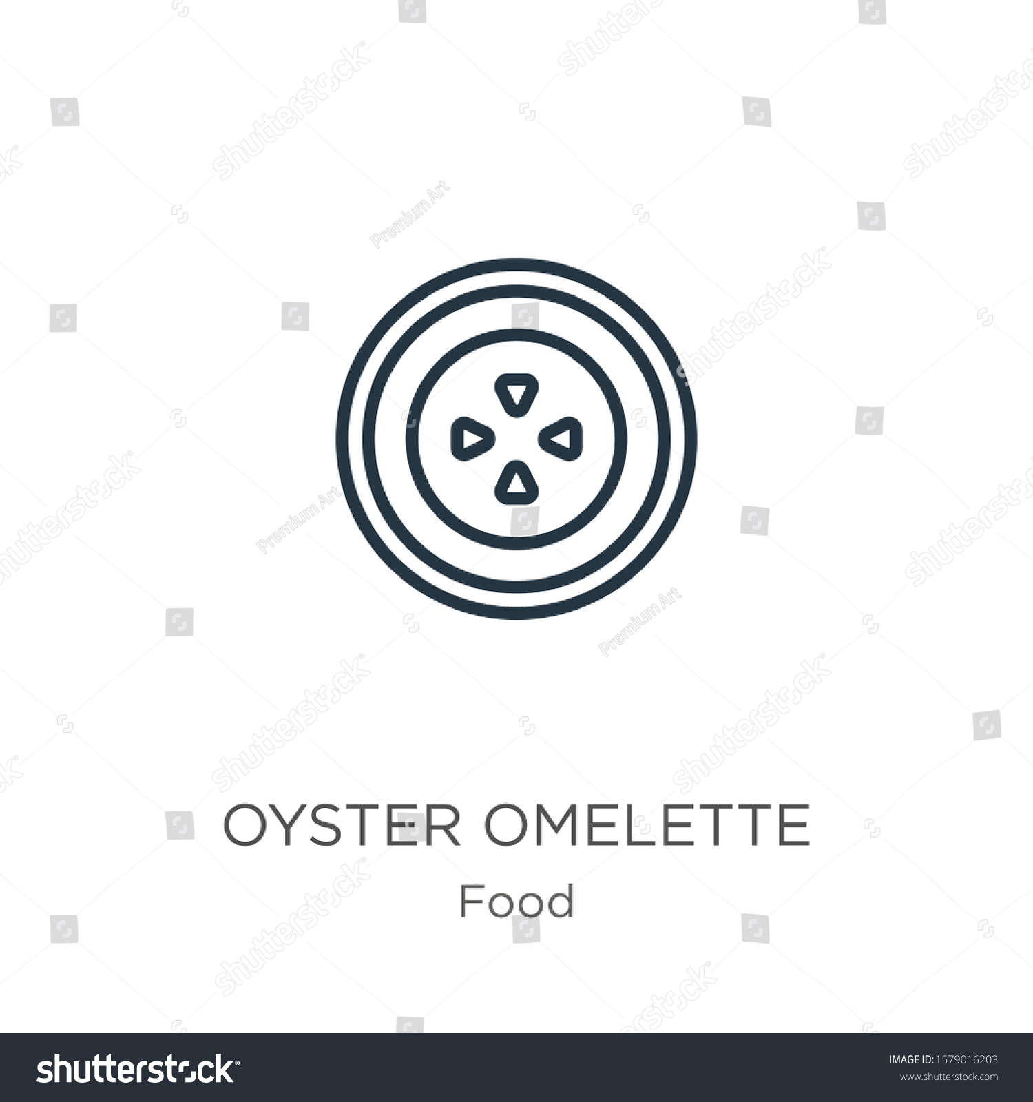 SVG of Oyster omelette icon. Thin linear oyster omelette outline icon isolated on white background from food collection. Line vector sign, symbol for web and mobile svg