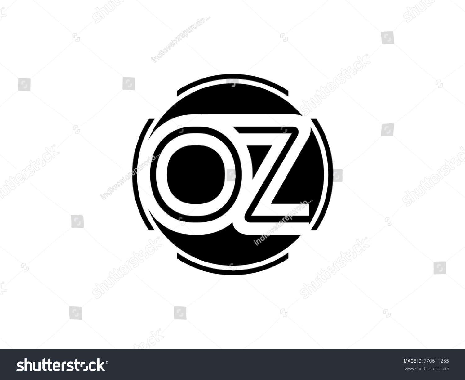 Oz Letter Logo Round Black Stock Vector (royalty Free) 770611285 