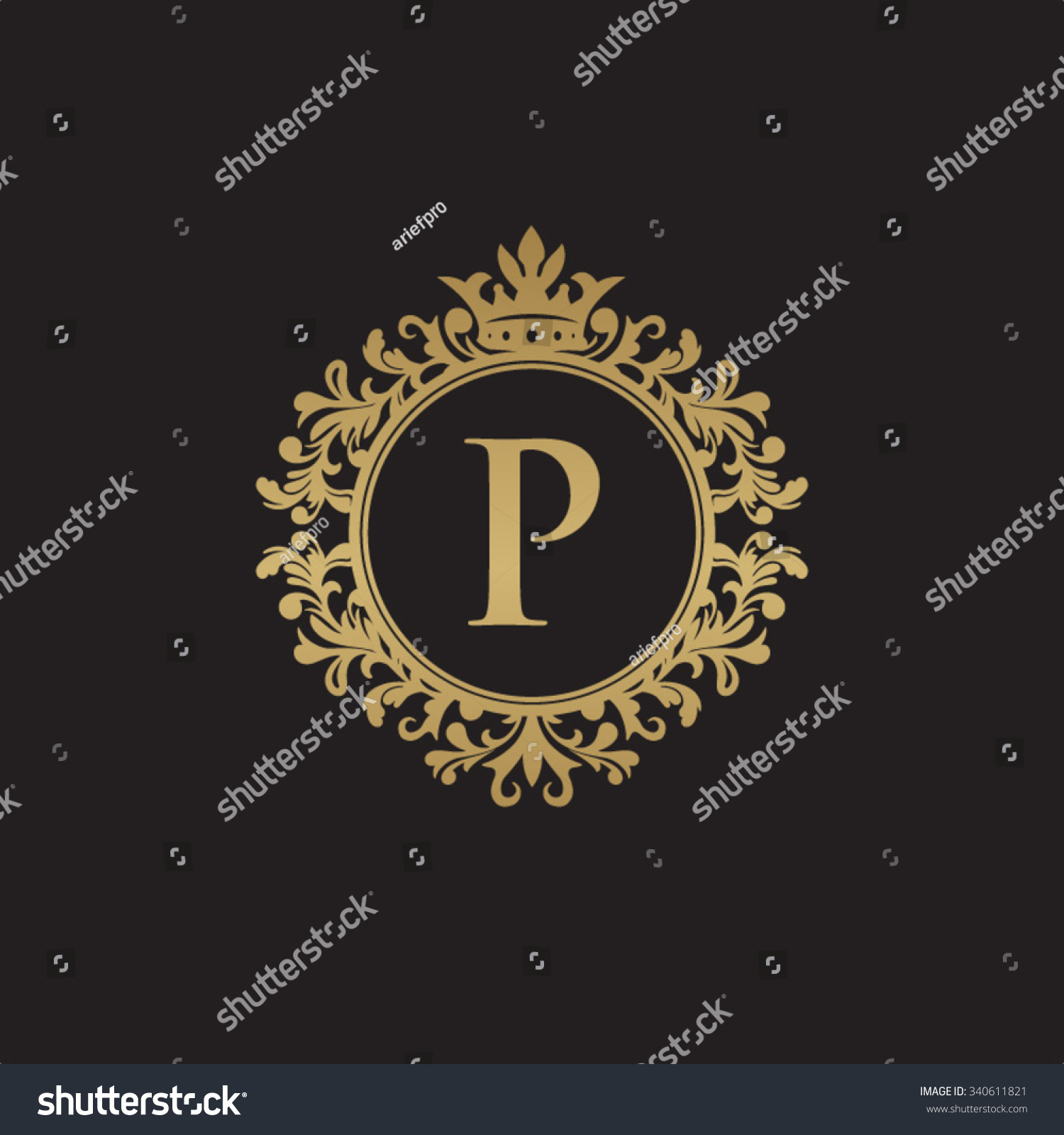 P Initial Logo Luxury Ornament Crown Stock Vector (Royalty Free) 340611821