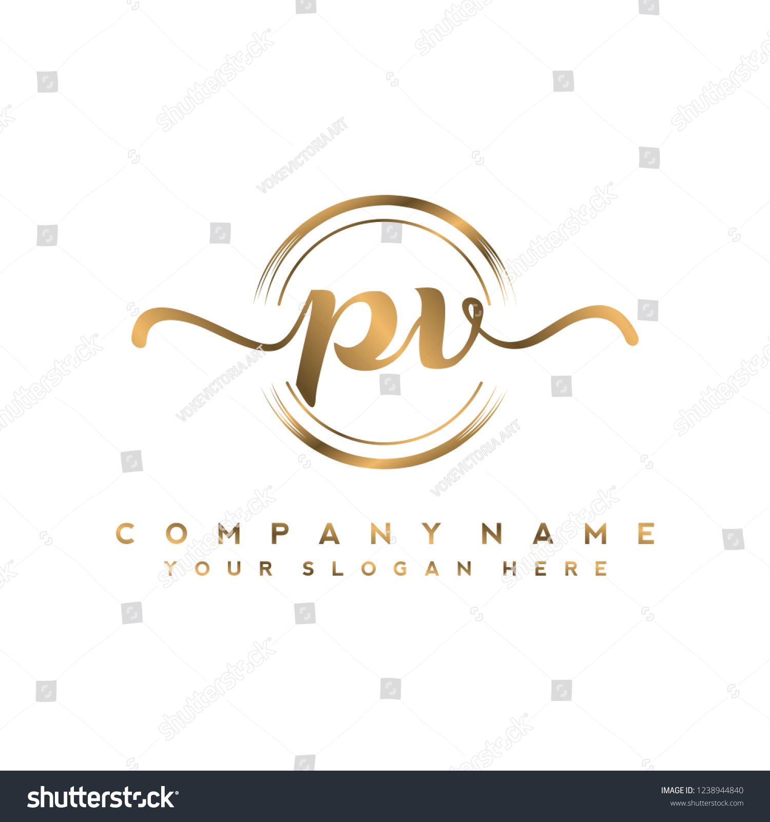 P V Initial Handwriting Logo Vector Stock Vector Royalty Free