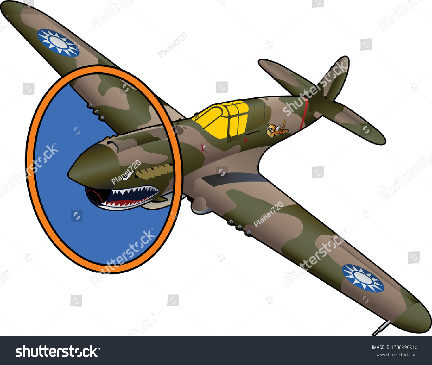 P 40ワーホーク第二次世界大戦タイガース戦闘機 のベクター画像素材 ロイヤリティフリー