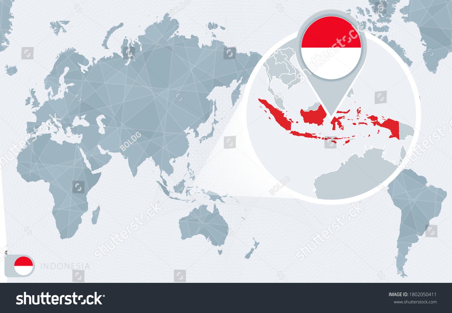 Where Is Indonesia On The World Map Pacific Centered World Map Magnified Indonesia Stock Vector (Royalty Free)  1802050411