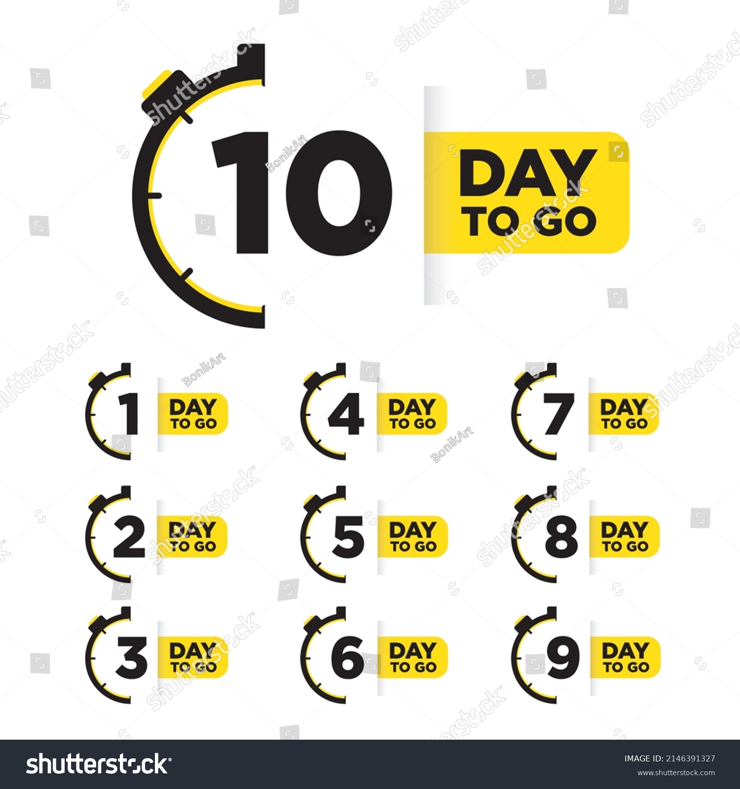 Pack 1 10 Days Left Calculation Stock Vector (Royalty Free) 2146391327 ...