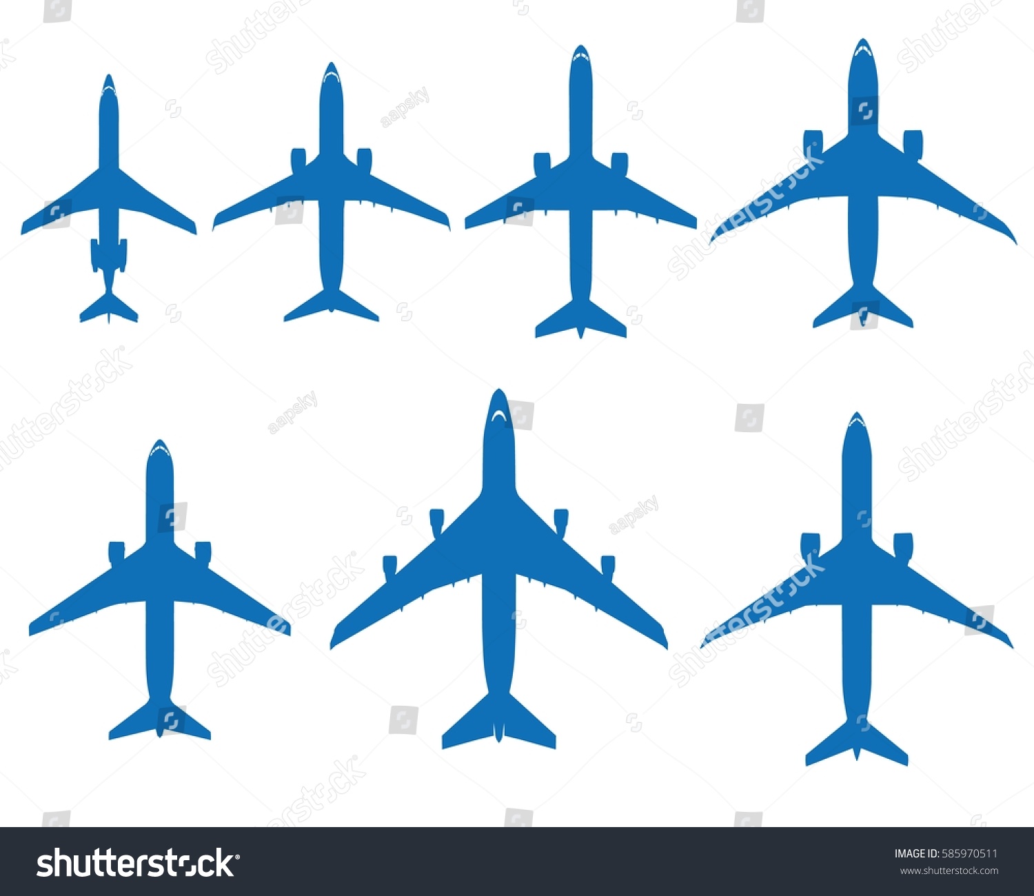 SVG of Package silhouettes of real airplanes, one series svg