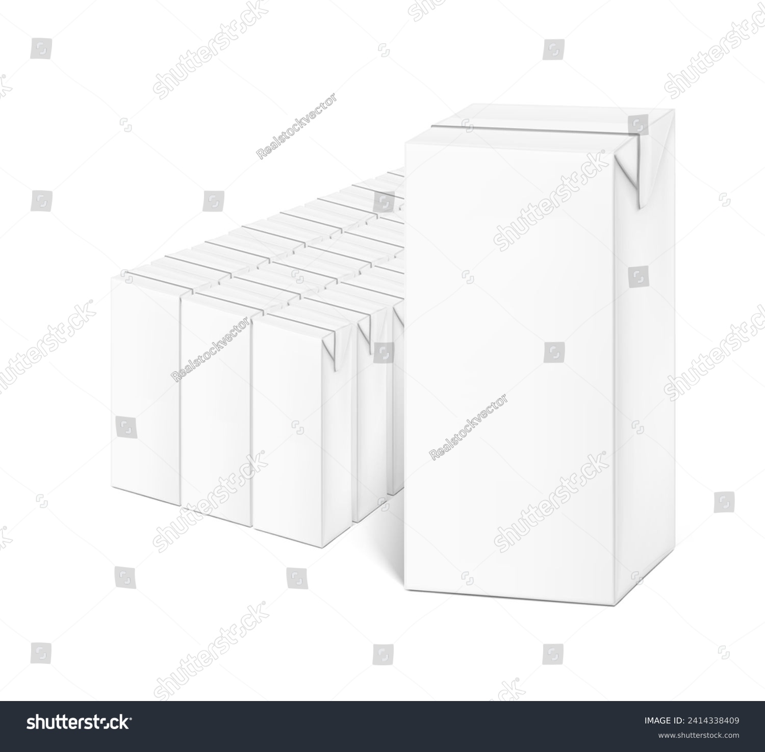 SVG of Packaging box multipack for milk, juice mockup. Vector illustration isolated on white background. Half side view. Ready and simple to use for your design. EPS10. svg