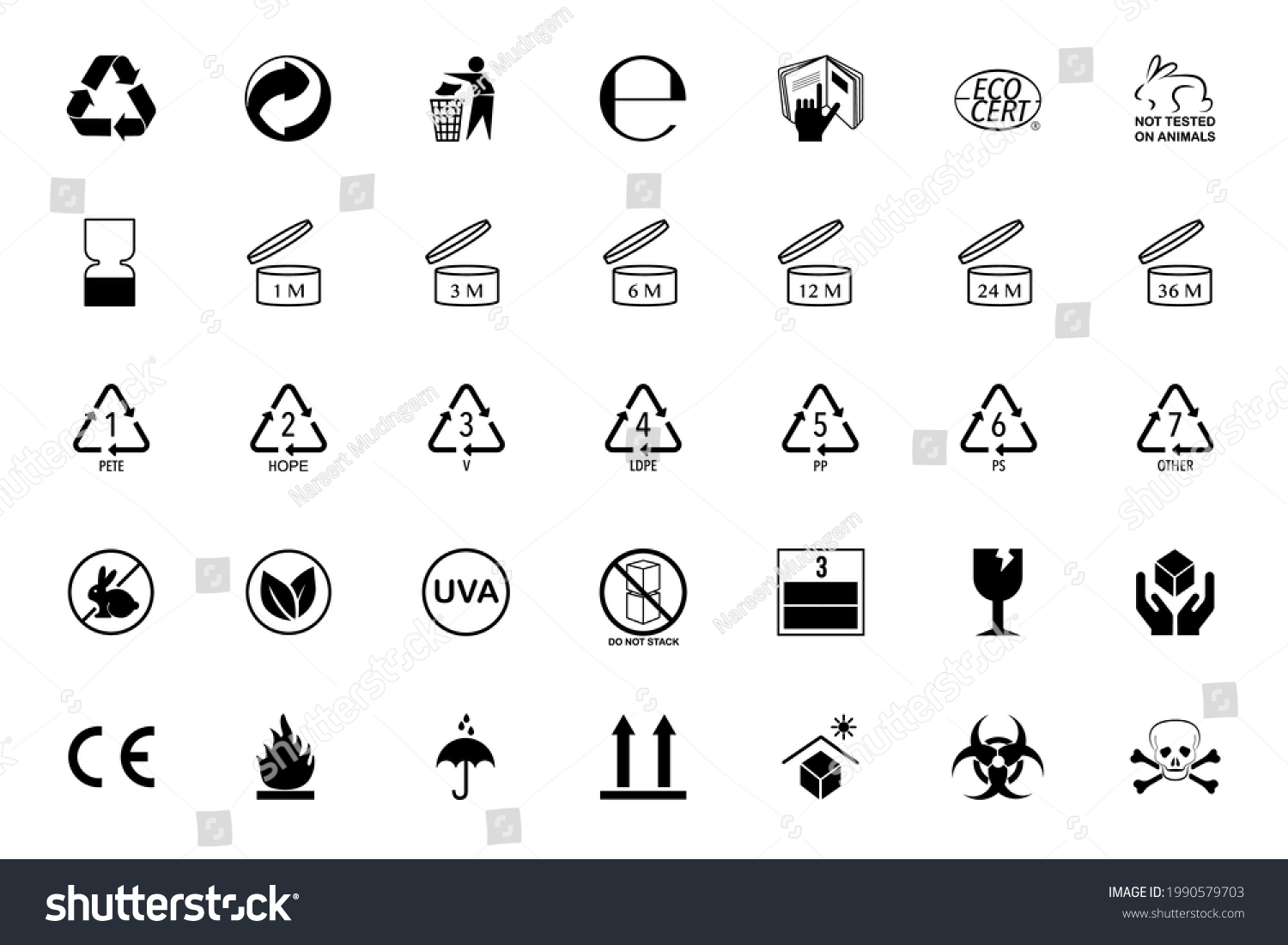 Packaging Icons Vector Set Triman Mobius Stock Vector (Royalty Free ...