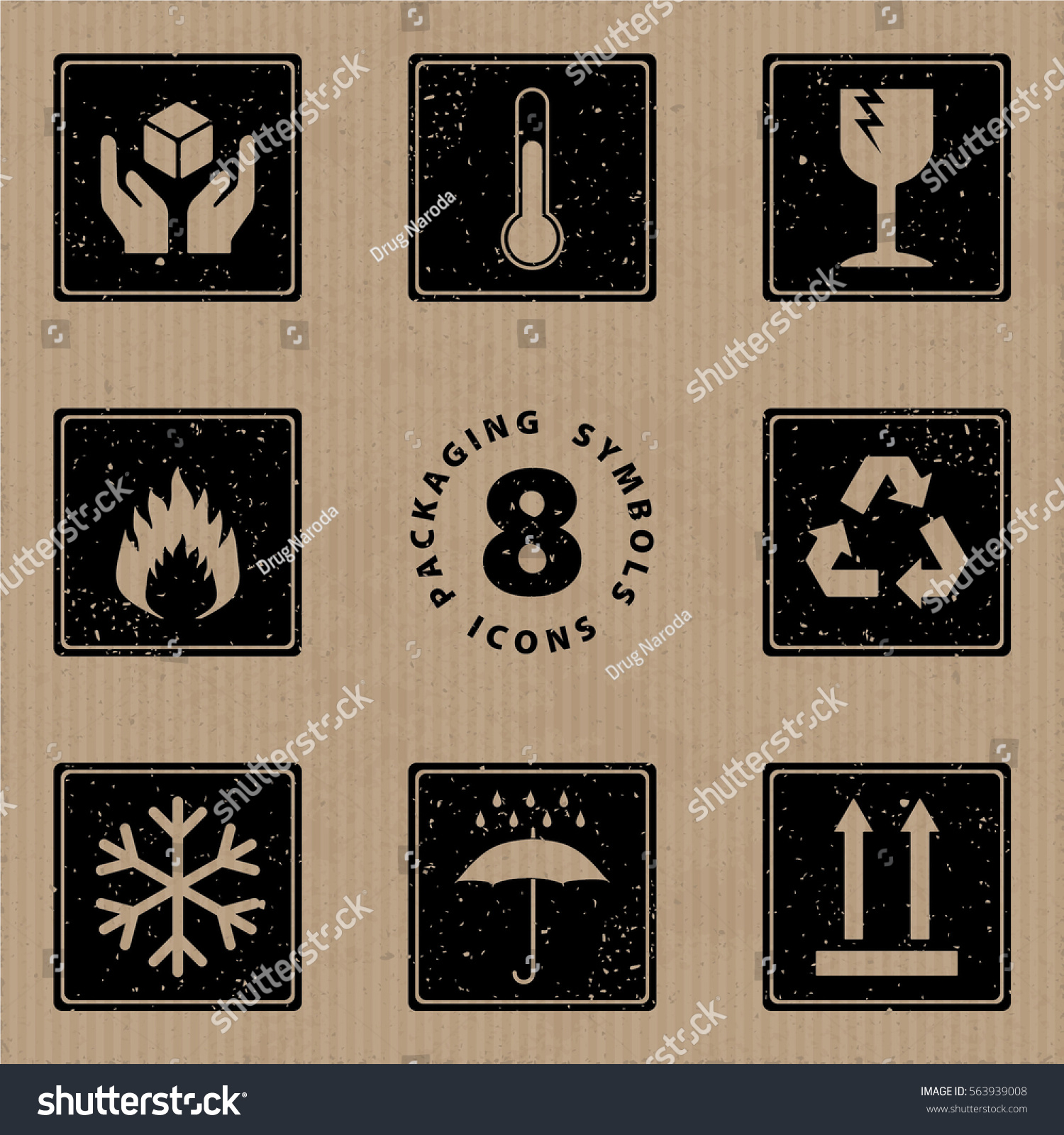 Packaging Symbols Handle Care Storage Temperature Stock Vector Royalty Free