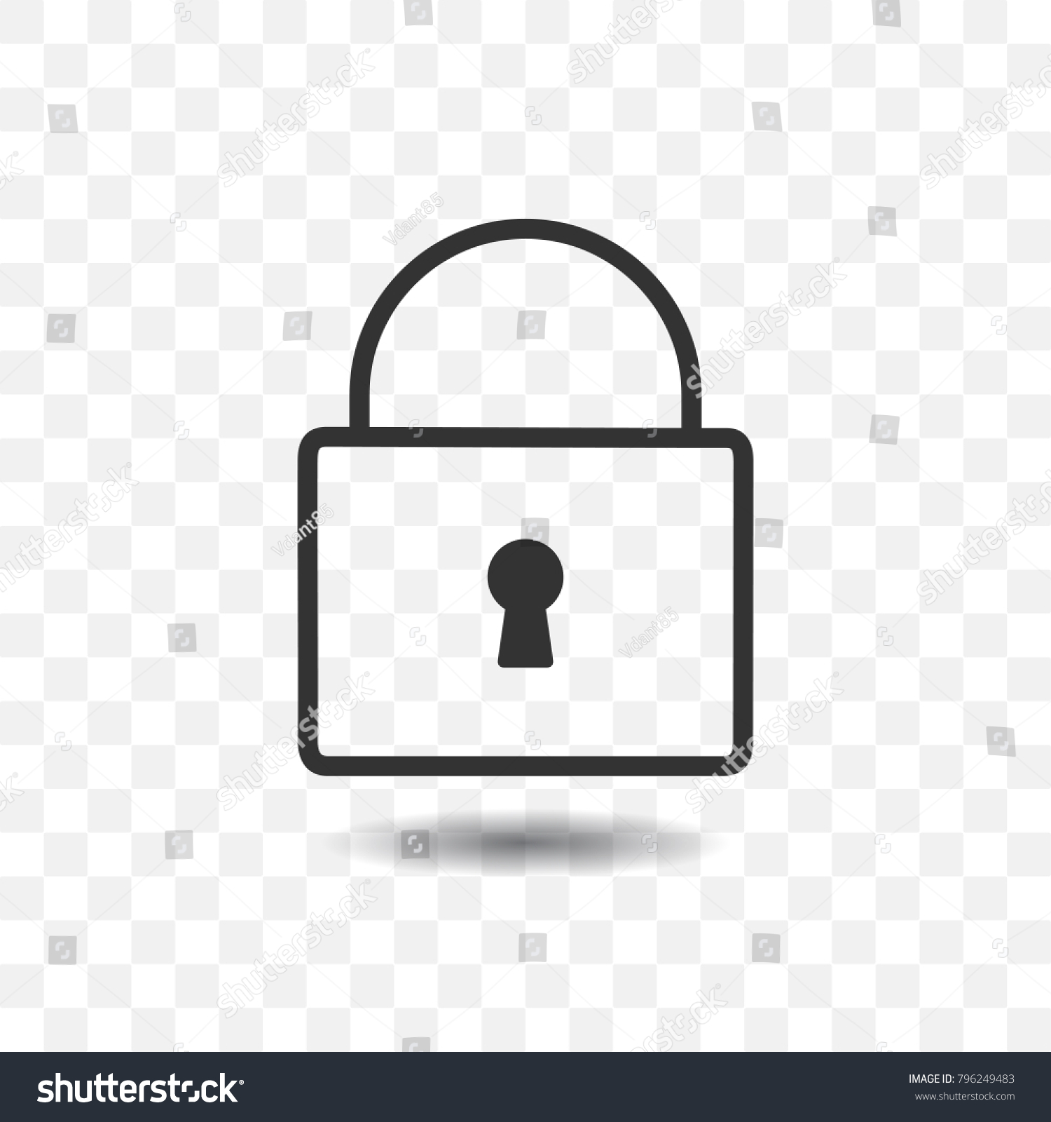 Pad Lock Icon Shadow On Transparent Stock Vector (Royalty Free) 796249483