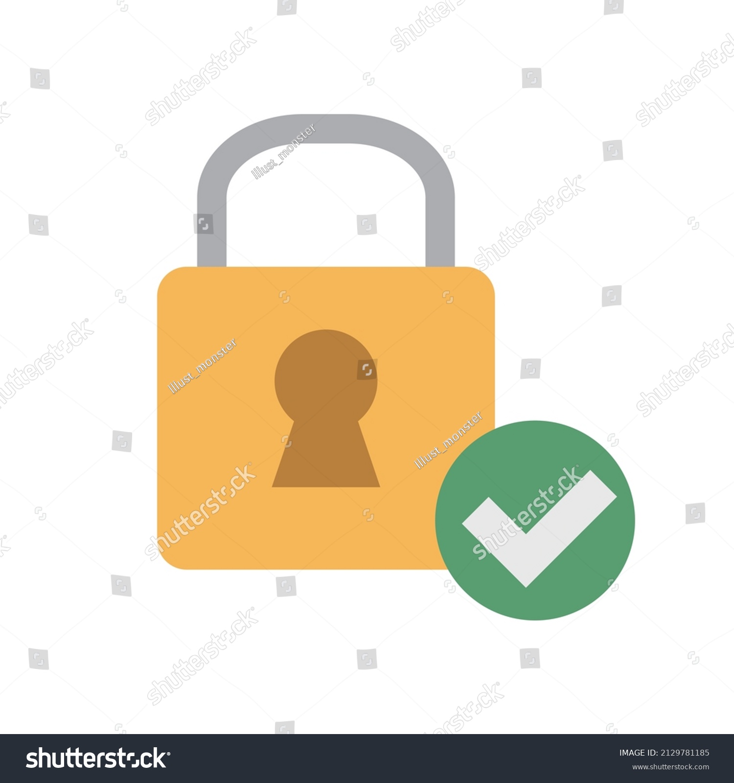 Padlock Check Mark Security Authentication Vector Stock Vector (Royalty ...