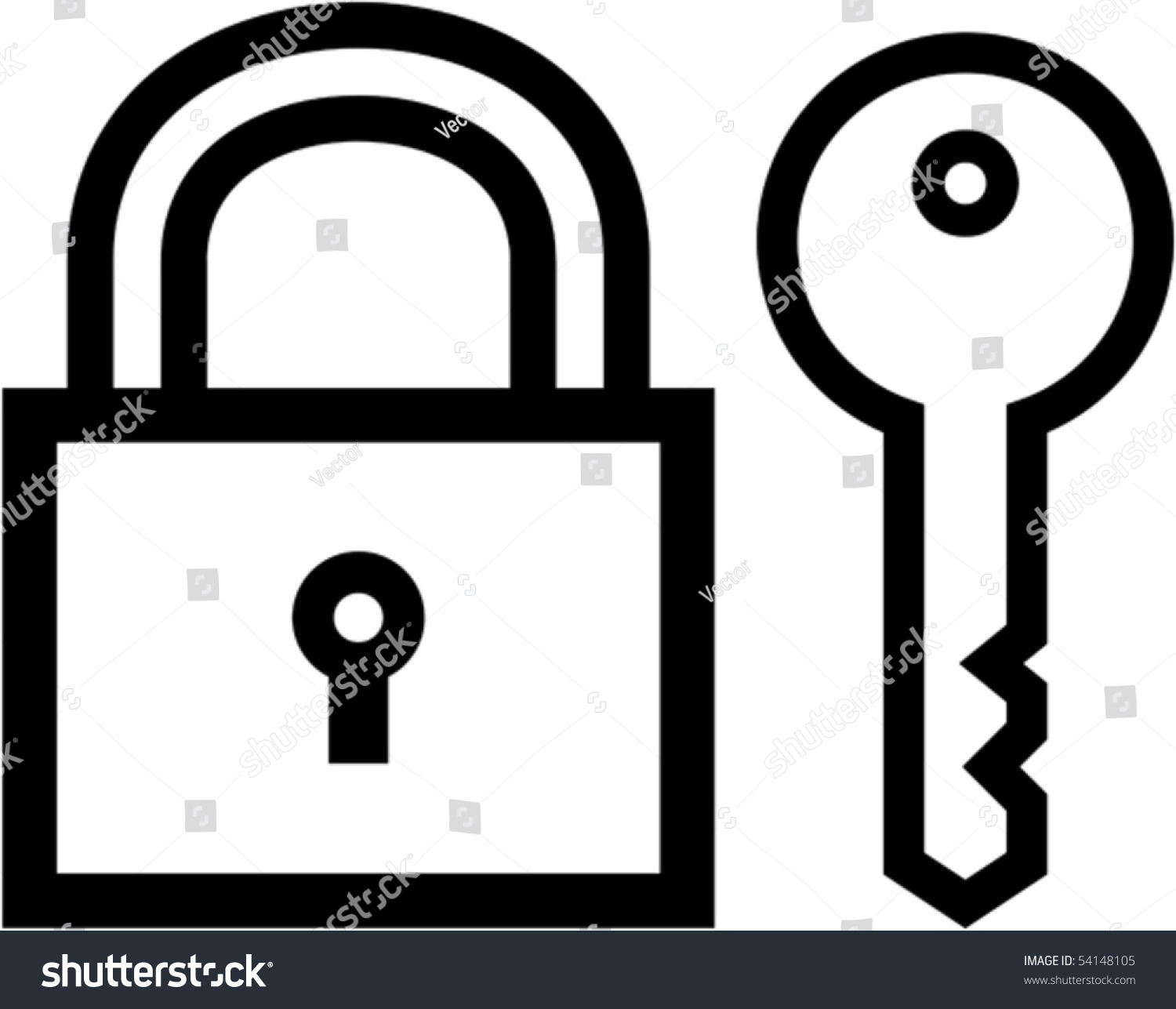 Padlock And Key Icon - Vector Illustration - 54148105 : Shutterstock