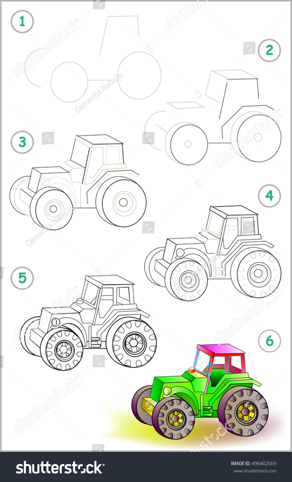 Tractor Drawing Step By Step - Farm Tractors