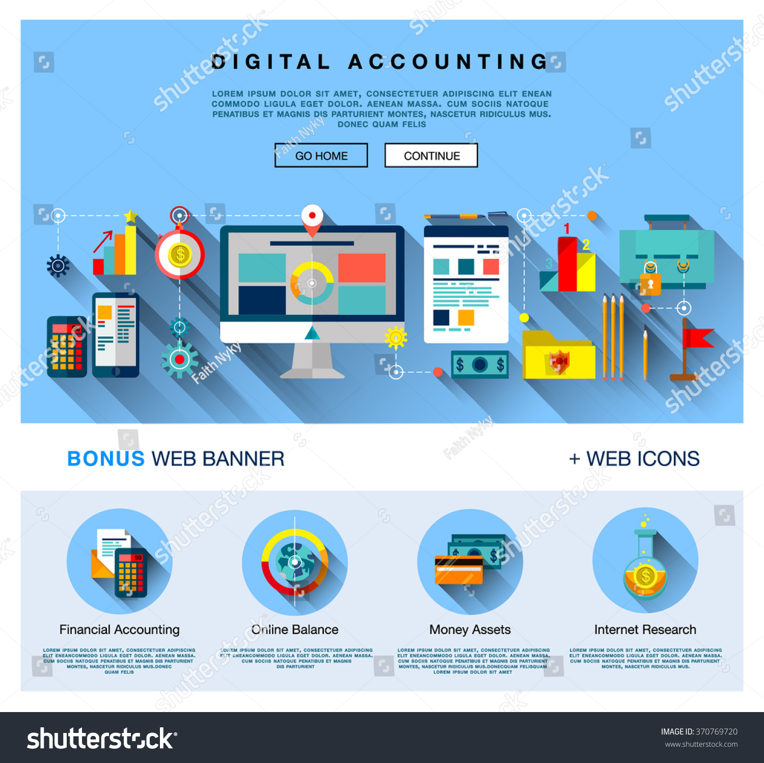 Page Web Design Flat Template Bright Stock Vector Royalty Free