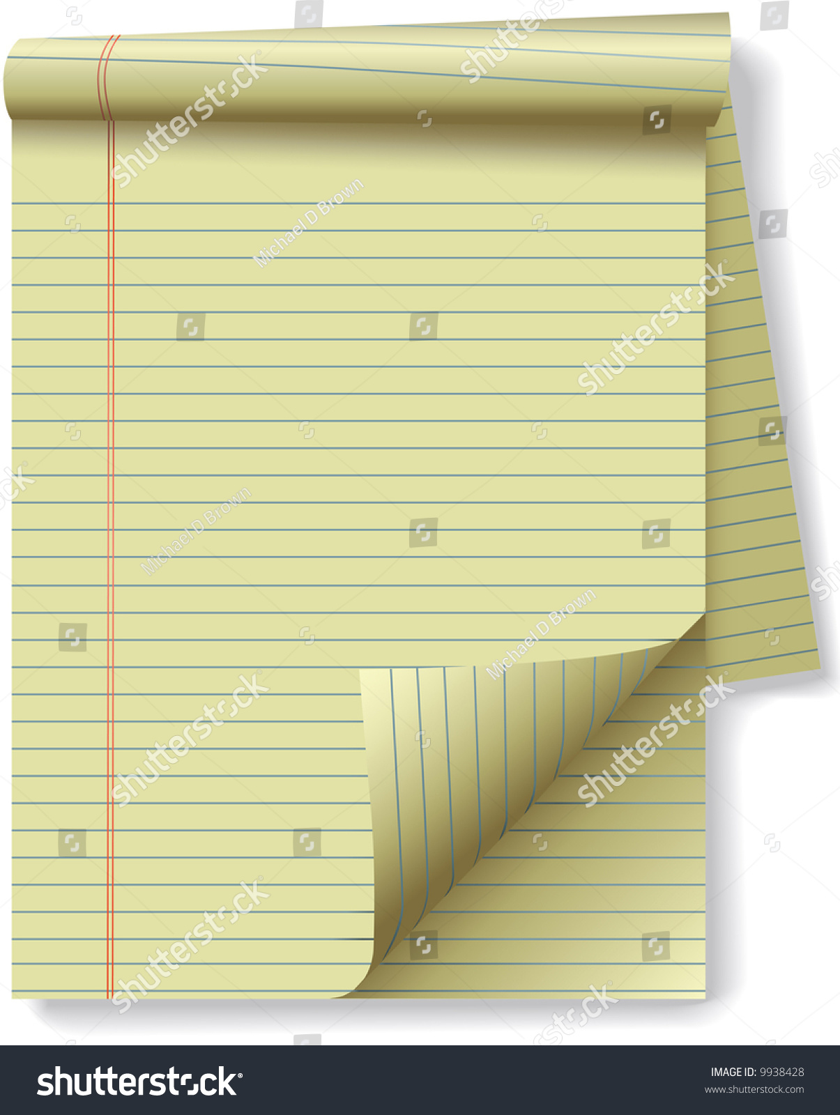 Pages Of Yellow Legal Ruled Notebook Pad Paper - Page Curl Flip And ...