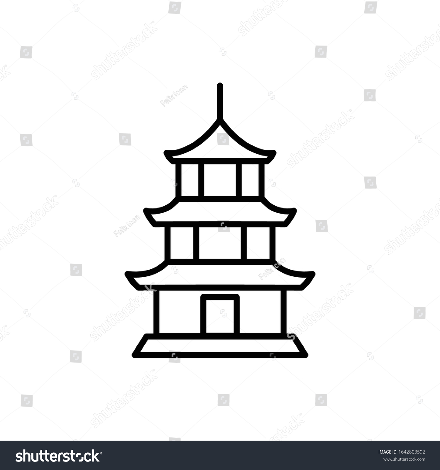 Pagoda Outline Icon Vector Stock Vector (Royalty Free) 1642803592