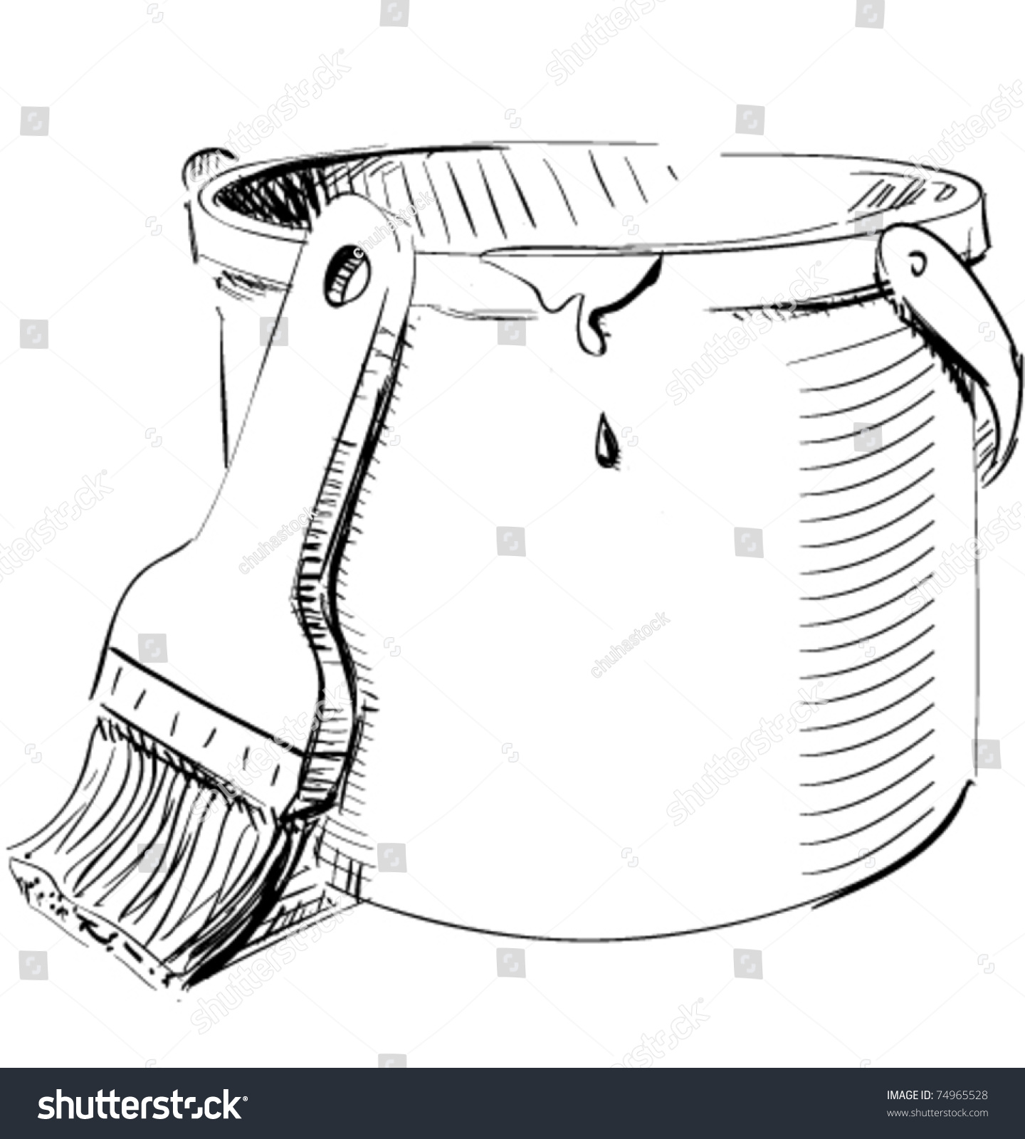 Paint Bucket Brush Sketch Cartoon Vector Stock Vector 74965528   Stock Vector Paint Bucket With Brush Sketch Cartoon Vector Illustration 74965528 