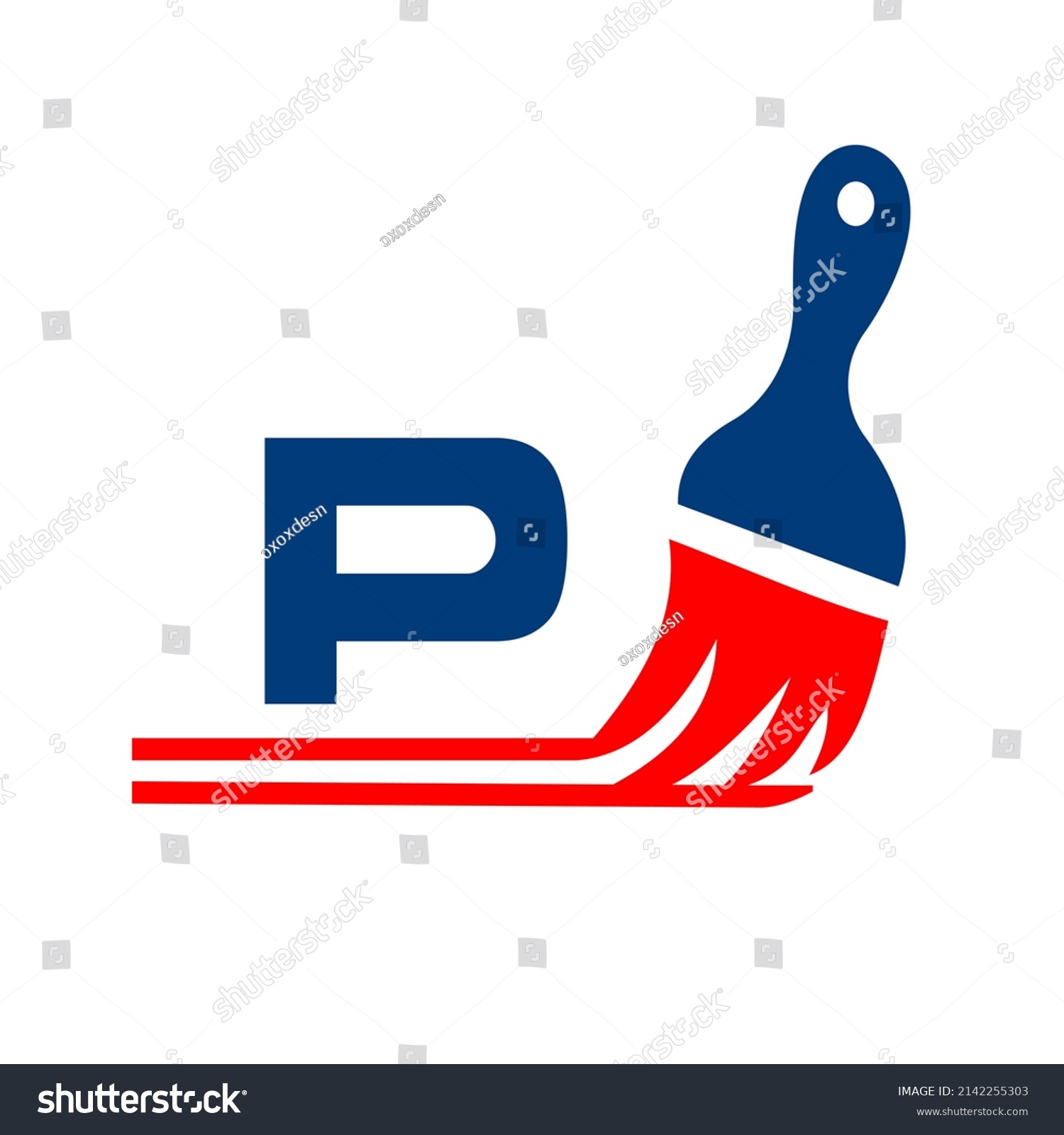 Paint Logo On Letter P Sign Stock Vector (Royalty Free) 2142255303 ...