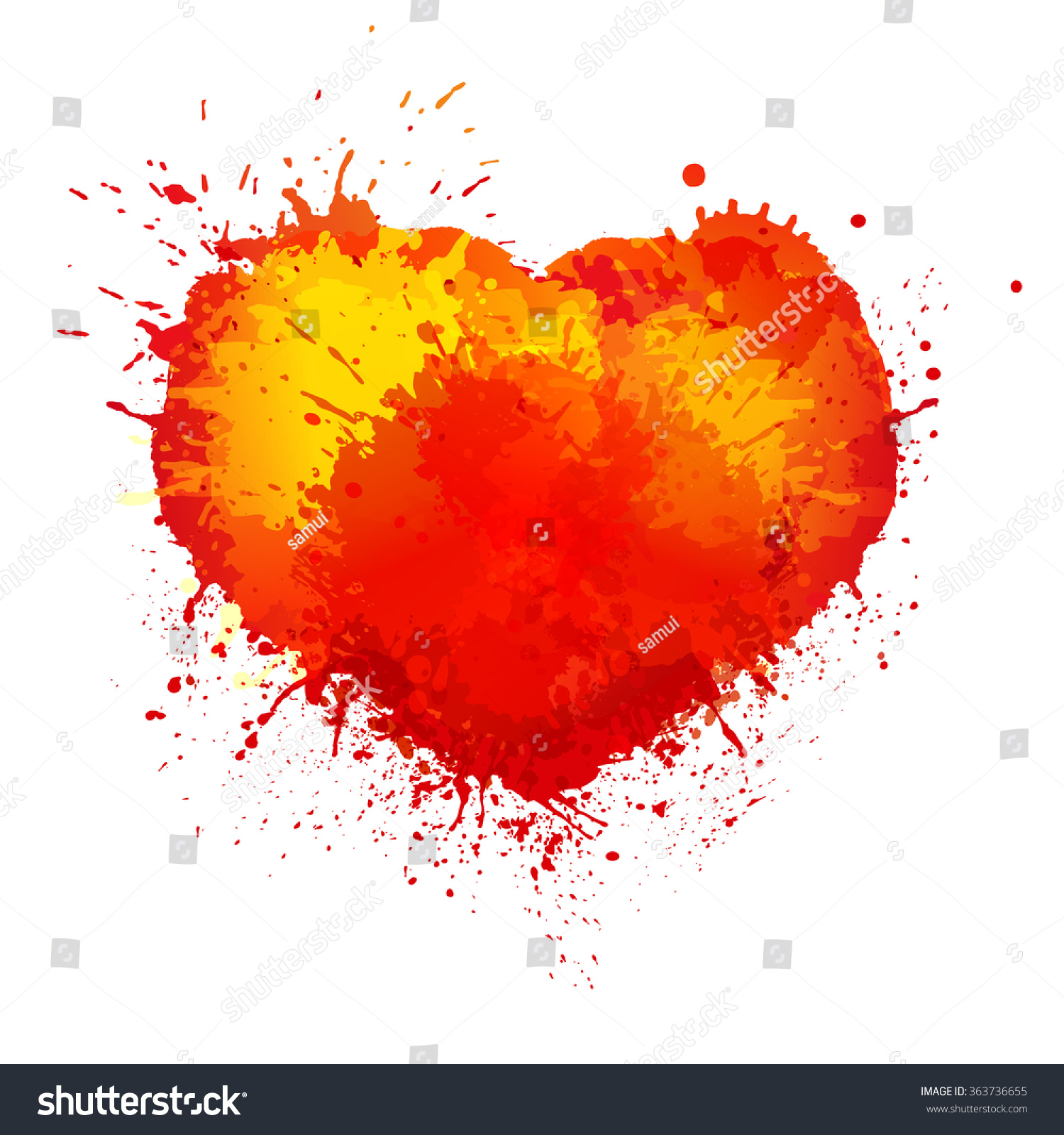 Paint Splash Heart Vector Color Illustration Stock Vector (Royalty Free ...