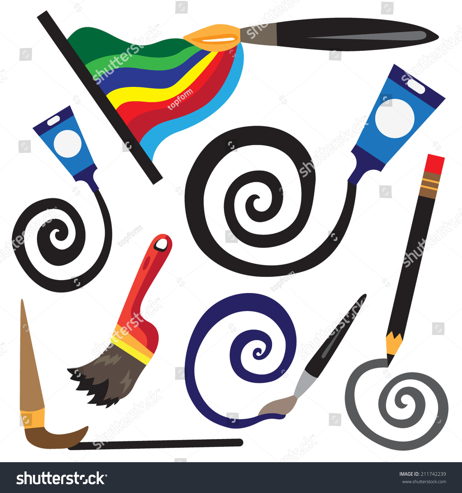 Paint Tools Cartoons Stock Vector (Royalty Free) 211742239 Shutterstock