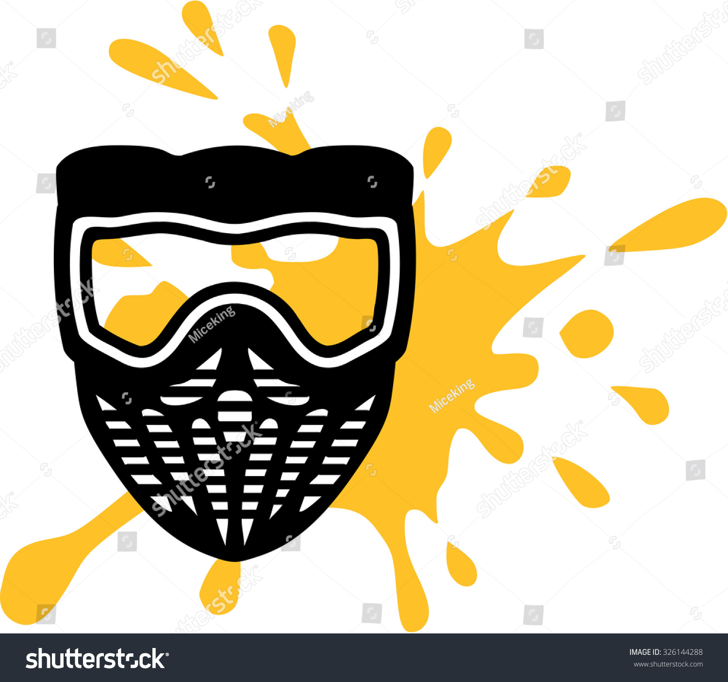 Download Paintball Mask Yellow Splash Stock Vector Royalty Free 326144288 PSD Mockup Templates