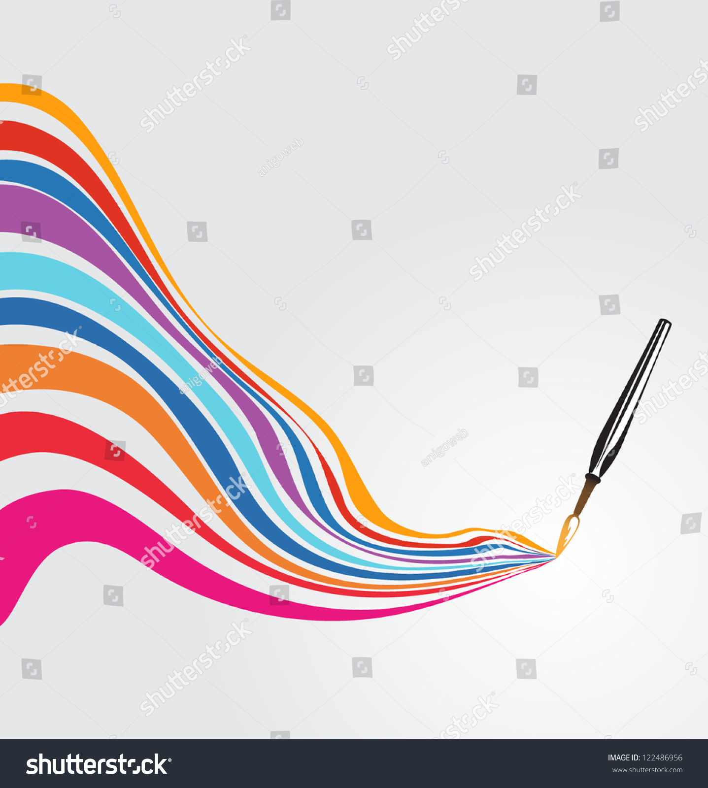 Paintbrush Drawing A Rainbow Stock Vector Illustration 122486956 ...
