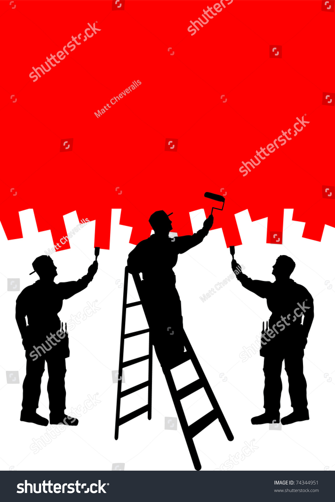 Painters Decorators Team Silhouette Set Stock Vector Royalty Free