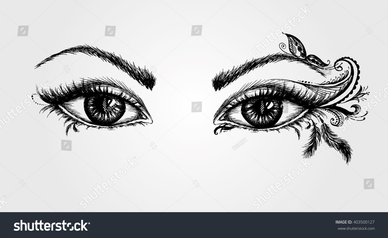 Pair Eyes Hand Drawing Vector Illustration Vector De Stock Libre De