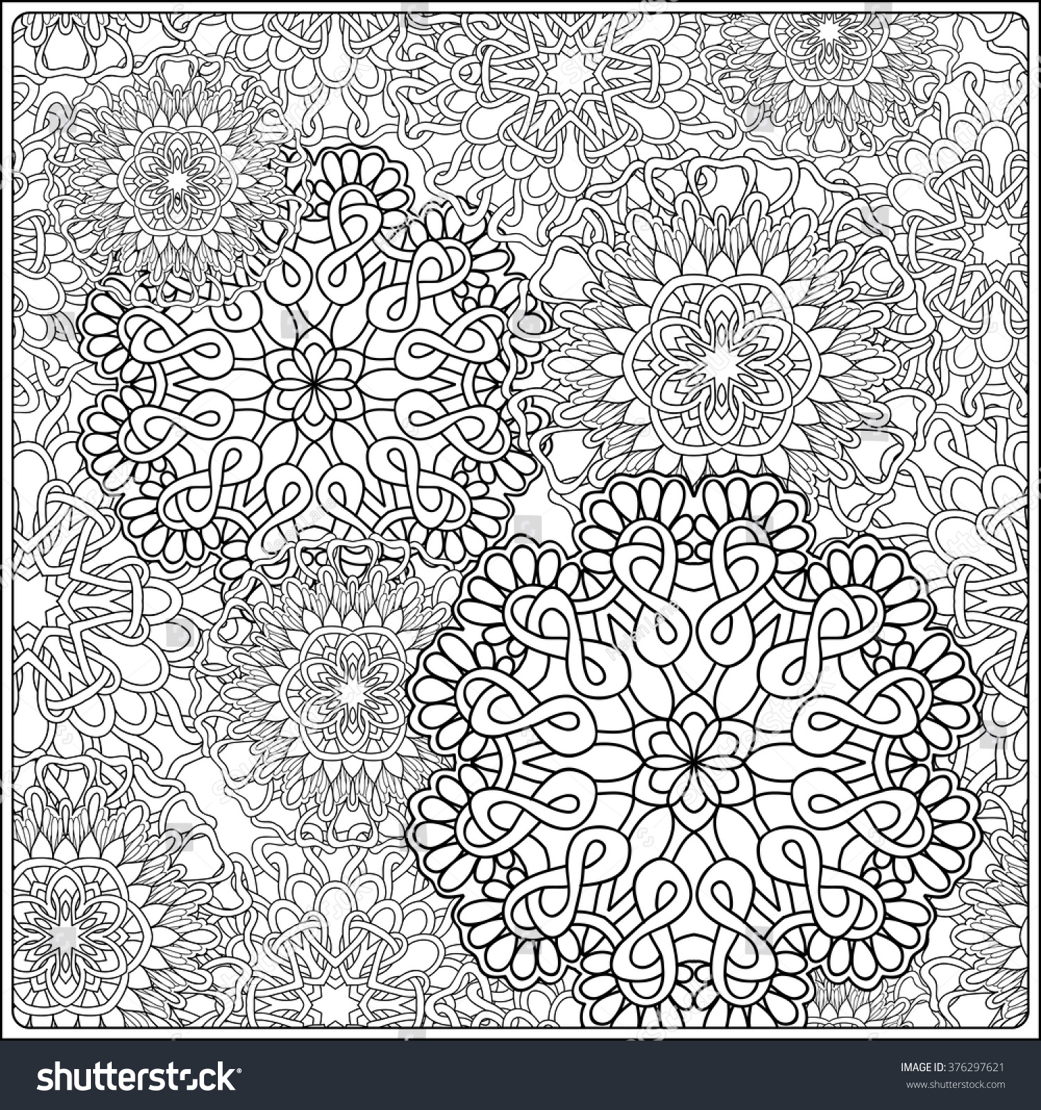 Paisley Mandala Pattern Frame Square Coloring Stock Vector 376297621