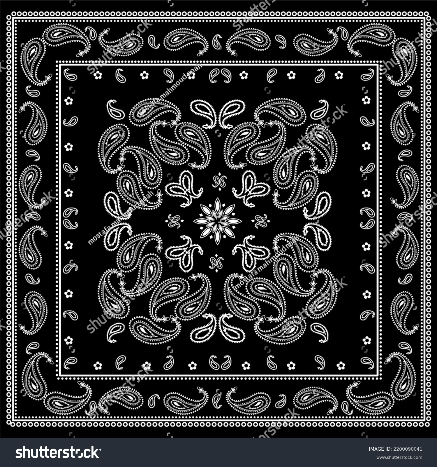 SVG of paisley bandana vector Vector ornament paisley Bandana Print. Silk neck scarf or kerchief square pattern design style, best motive for print on fabric or papper.
 svg