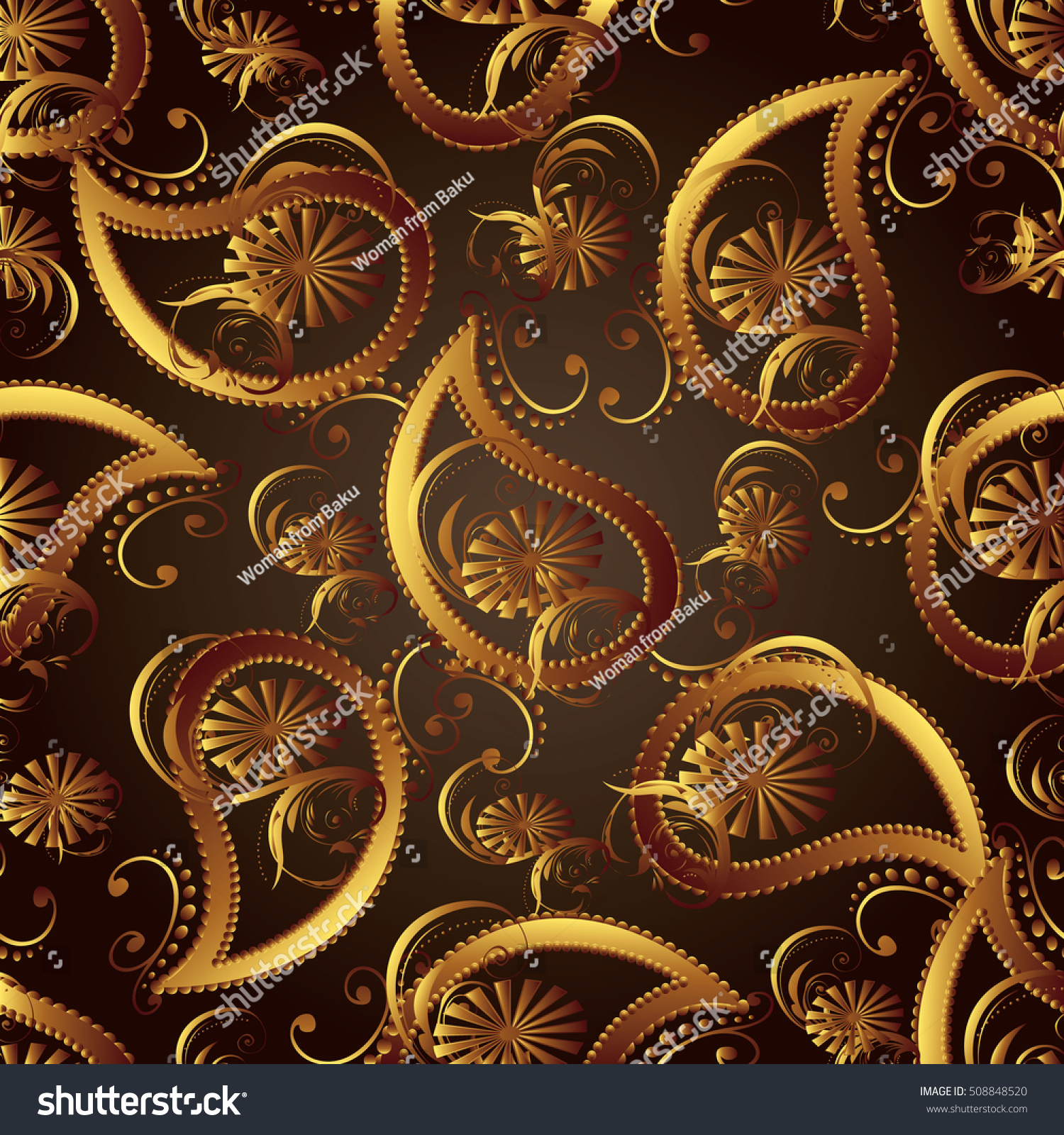 Paisley Floral Brown Vector Seamless Pattern Stock Vector ...