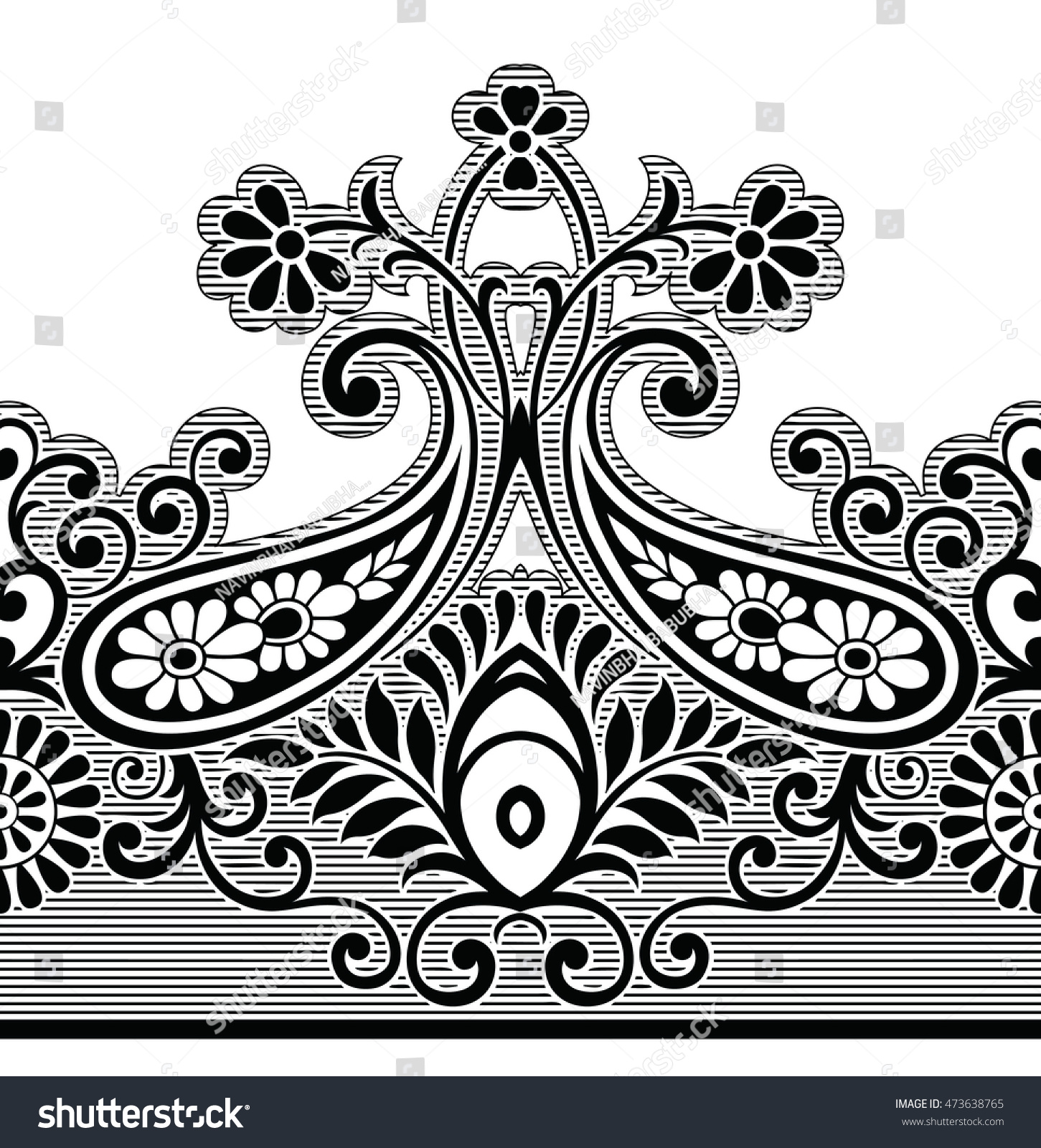 Paisley Indian Motif Stock Vector 473638765 - Shutterstock