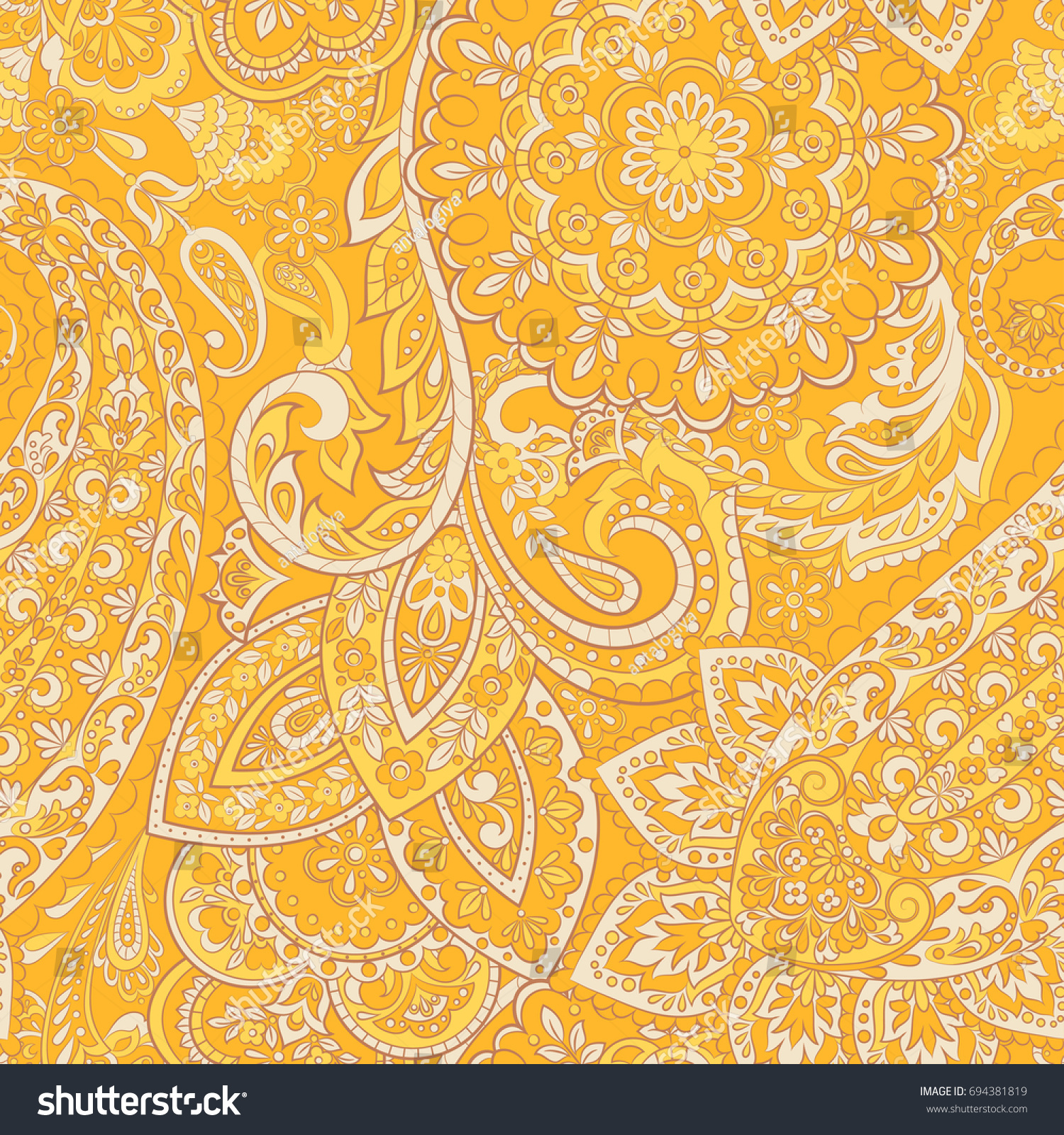 Paisley Seamless Indian Pattern Ethnic Vector: เวกเตอร์สต็อก (ปลอดค่า ...