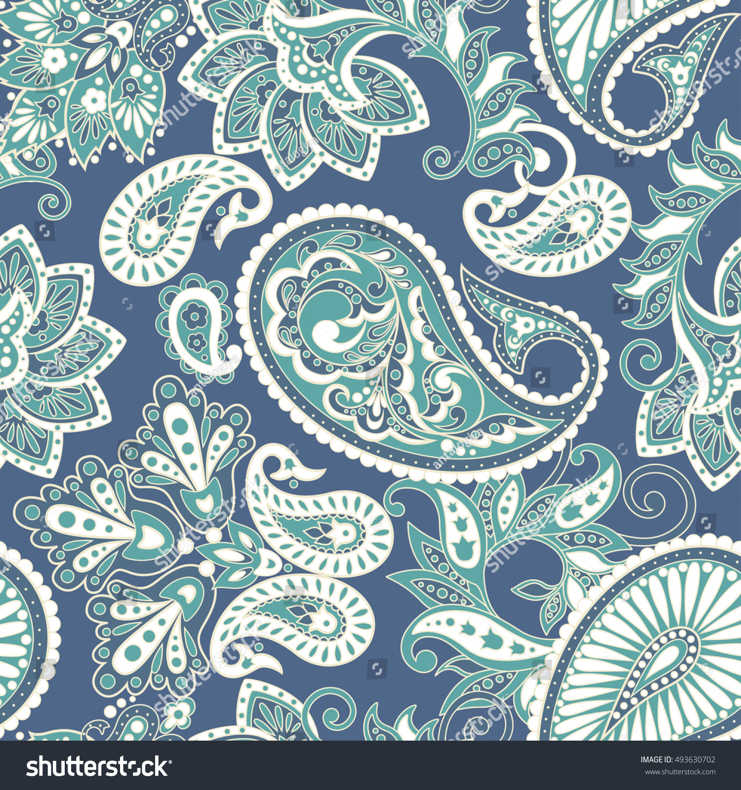 Paisley Seamless Pattern Vintage Floral Background Stock Vector ...