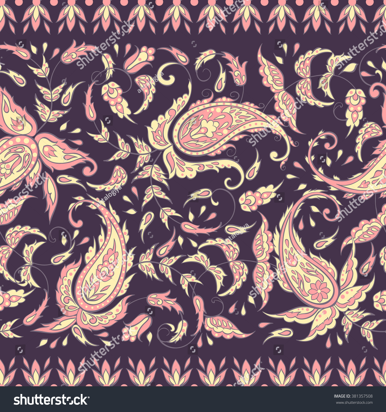 Colorful floral seamless pattern Plants ornament Decorative Colorful floral seamless pattern Plants ornament Decorative flowers and Paisley Design for fabrics cards web