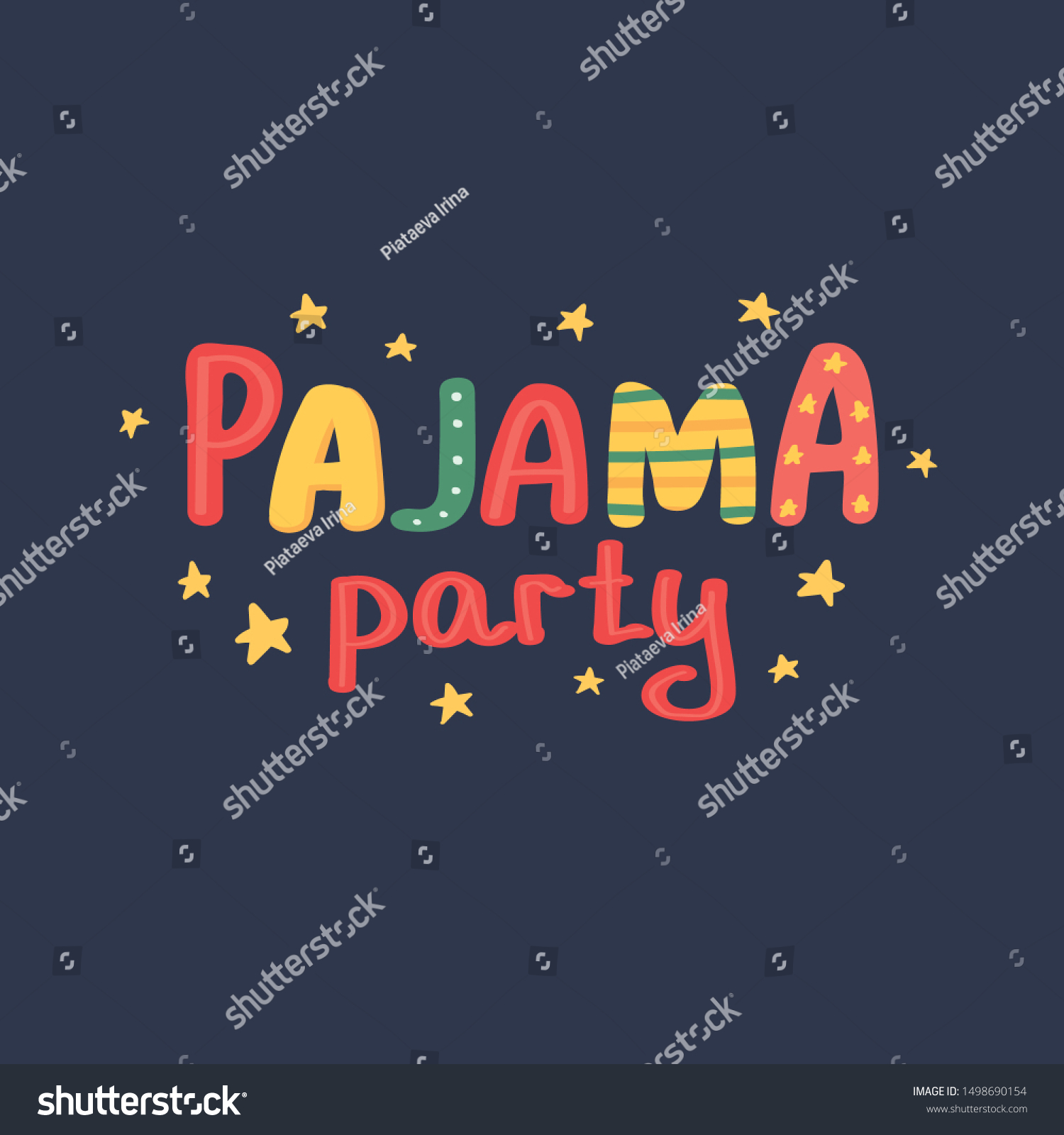 Pajama Party Letteringvector Illustration Freehand Drawing Stock Vector ...