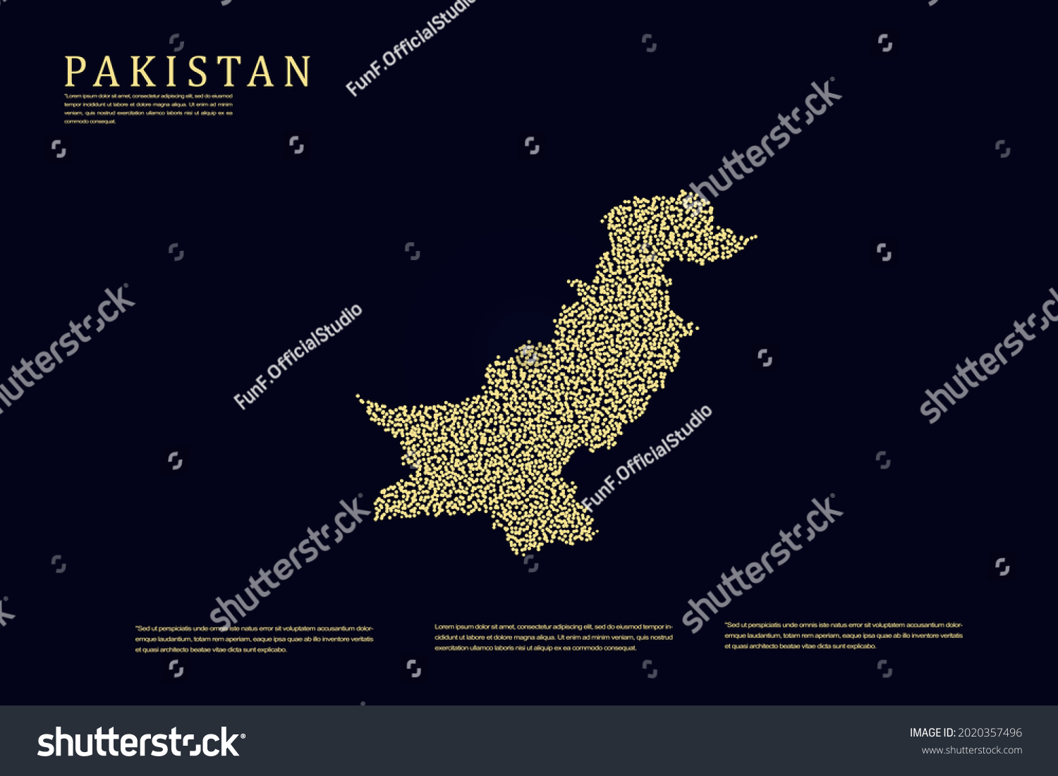 Stock Vector Pakistan Map World Map International Vector Template With Gold Grid On Dark Background For Banner 2020357496 