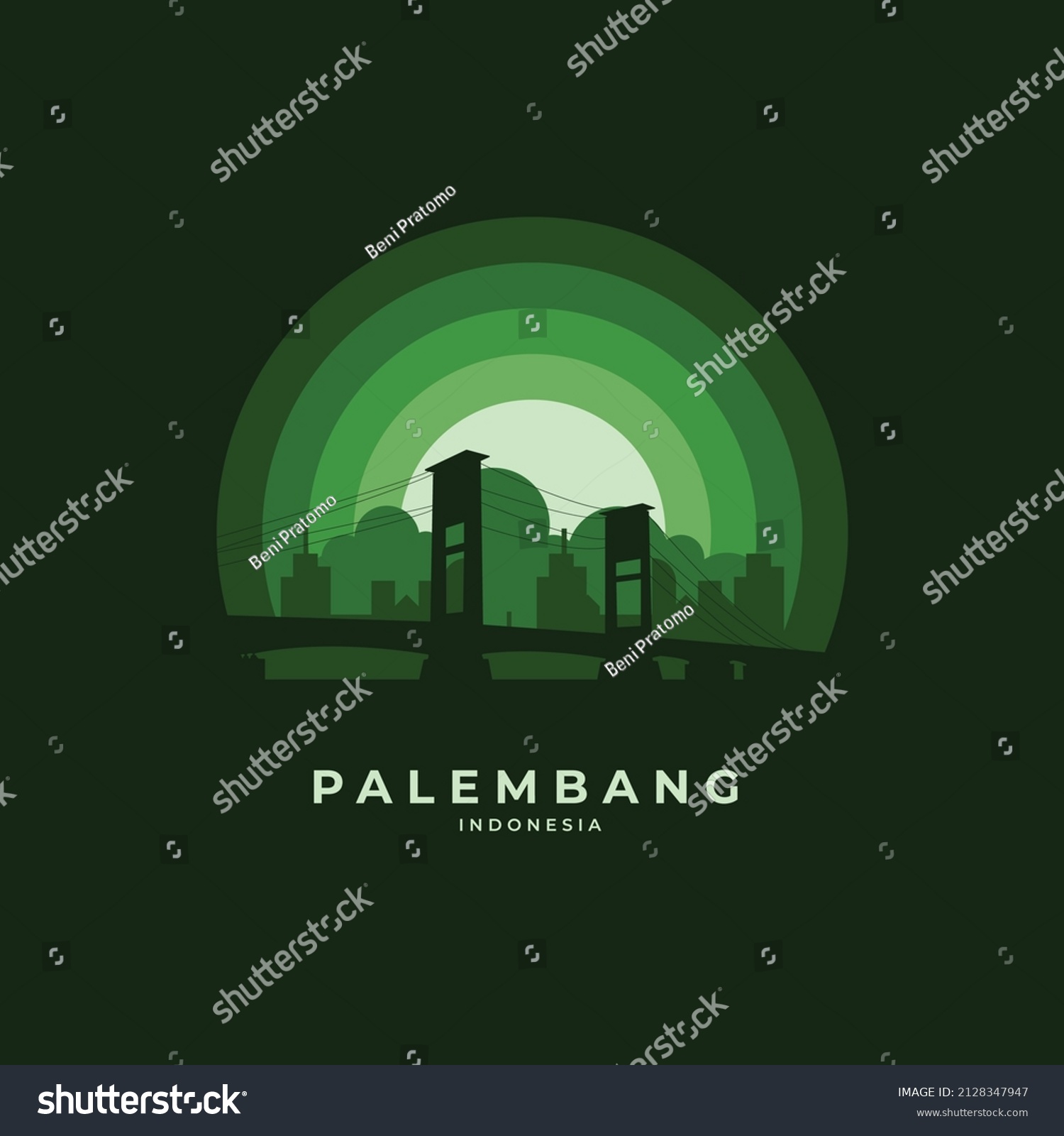 SVG of Palembang city silhouette and view svg