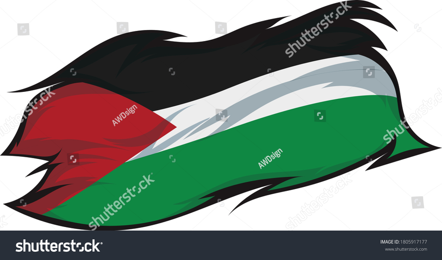 Palestine Flag Torn Ornament Stock Vector (Royalty Free) 1805917177