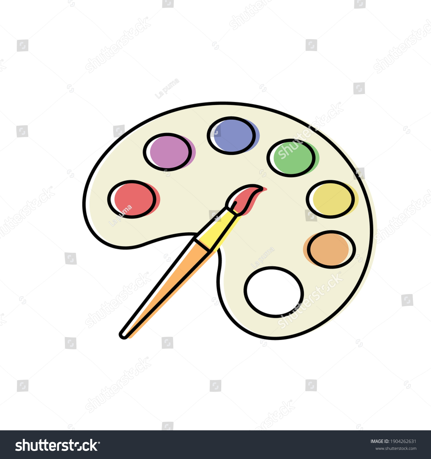Palette Painting Tools Painting Drawing Vector Stock Vector (Royalty