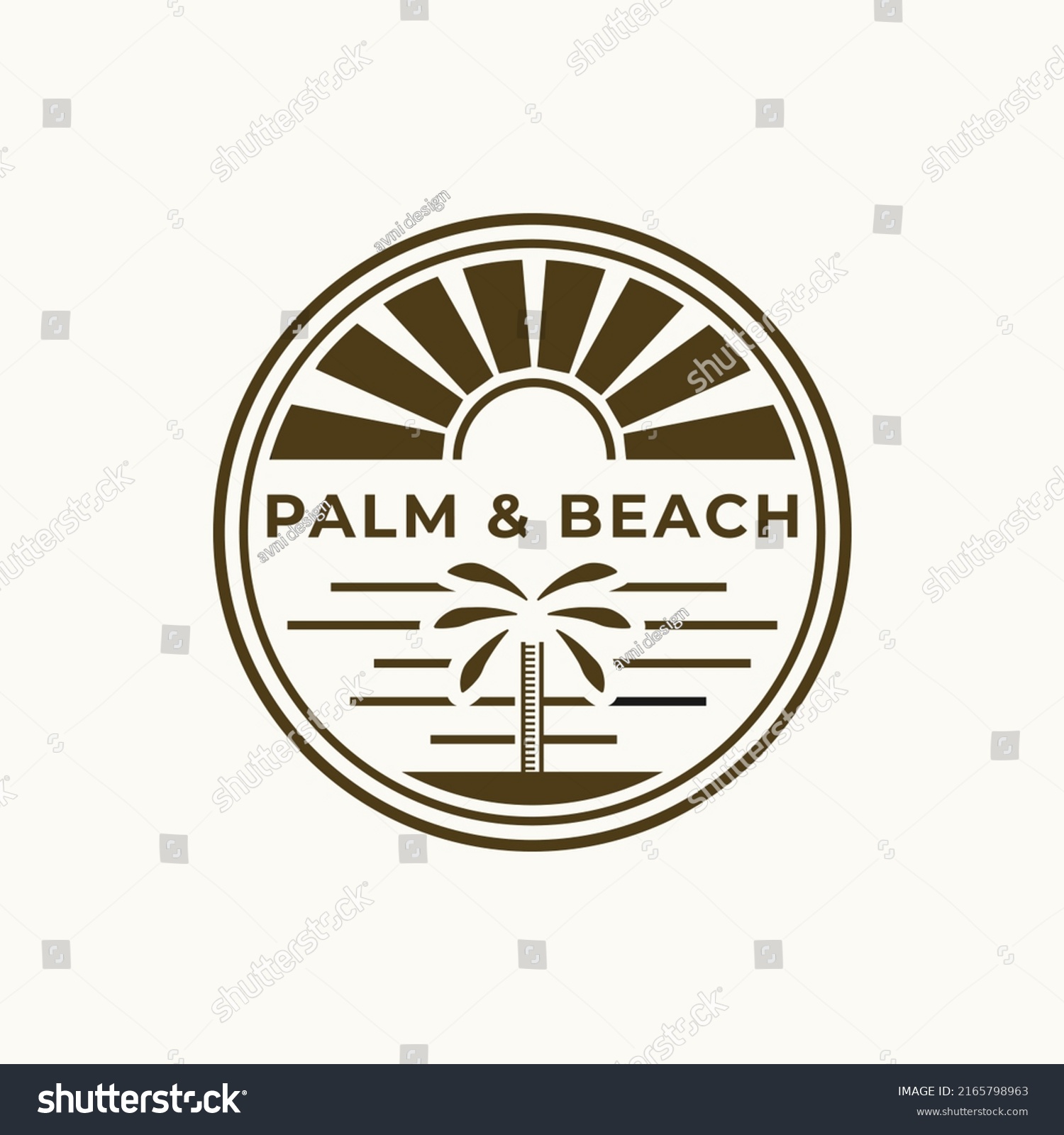 Palm Beach Logo Circle Sea Design Stock Vector (Royalty Free ...